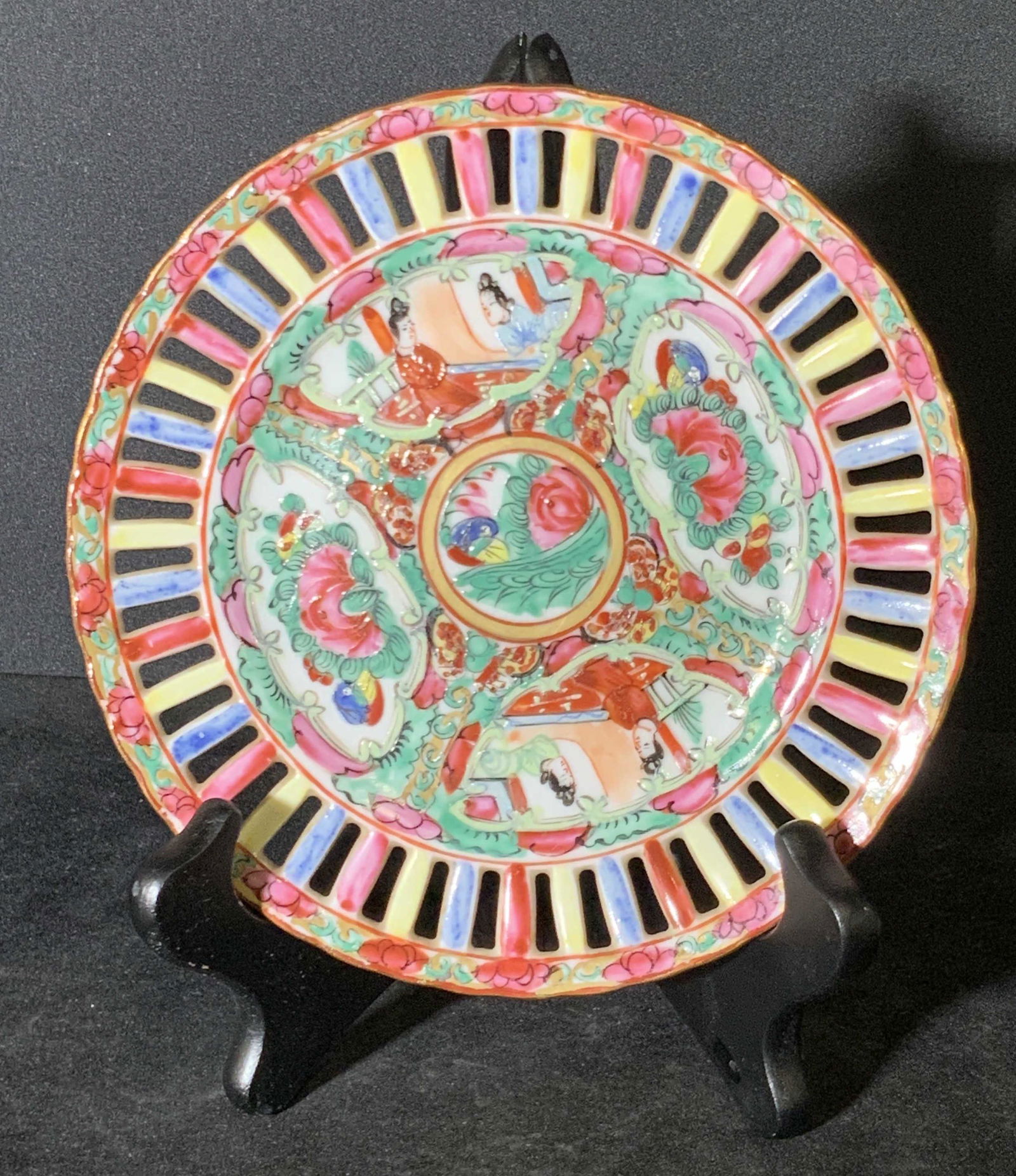 Antq Hand Painted Asian Ceramic Famile Rose Plate (1 of 13)