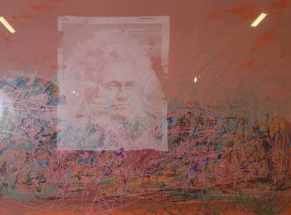 NISSAN ENGEL Signed Ltd Ed Serigraph Artwork: NISSAN ENGEL Signed Ltd Ed Serigraph, signature reads ‘Nissan Engel’, edition to lower left reads ‘64/260”, Subject a portrait of Beethoven with abstract lines, measures 31 x 38 7/8 inches, go