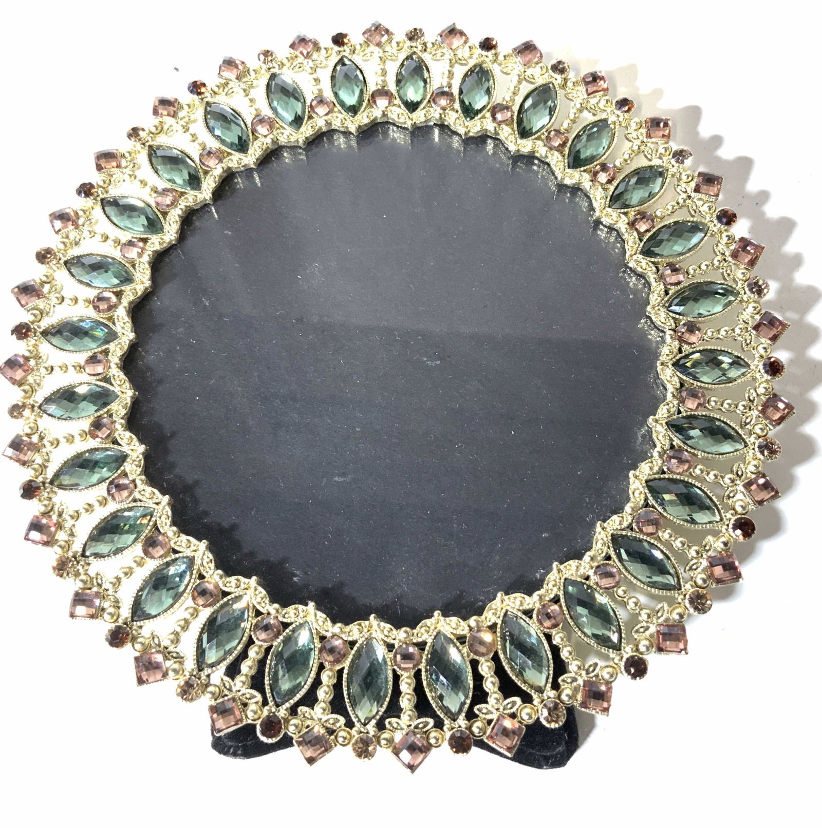 Round Gold Tone & Rhinestone Picture Frame (1 of 7)