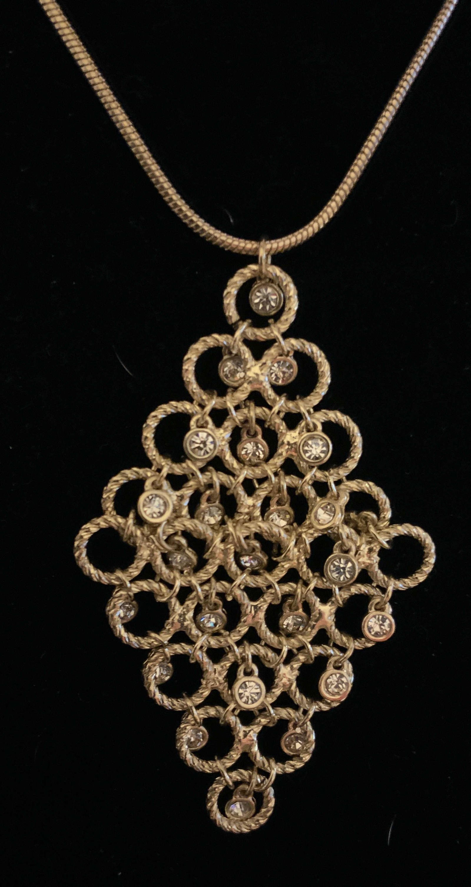 Saks Fifth Avenue Gold Crystal Necklace (1 of 10)
