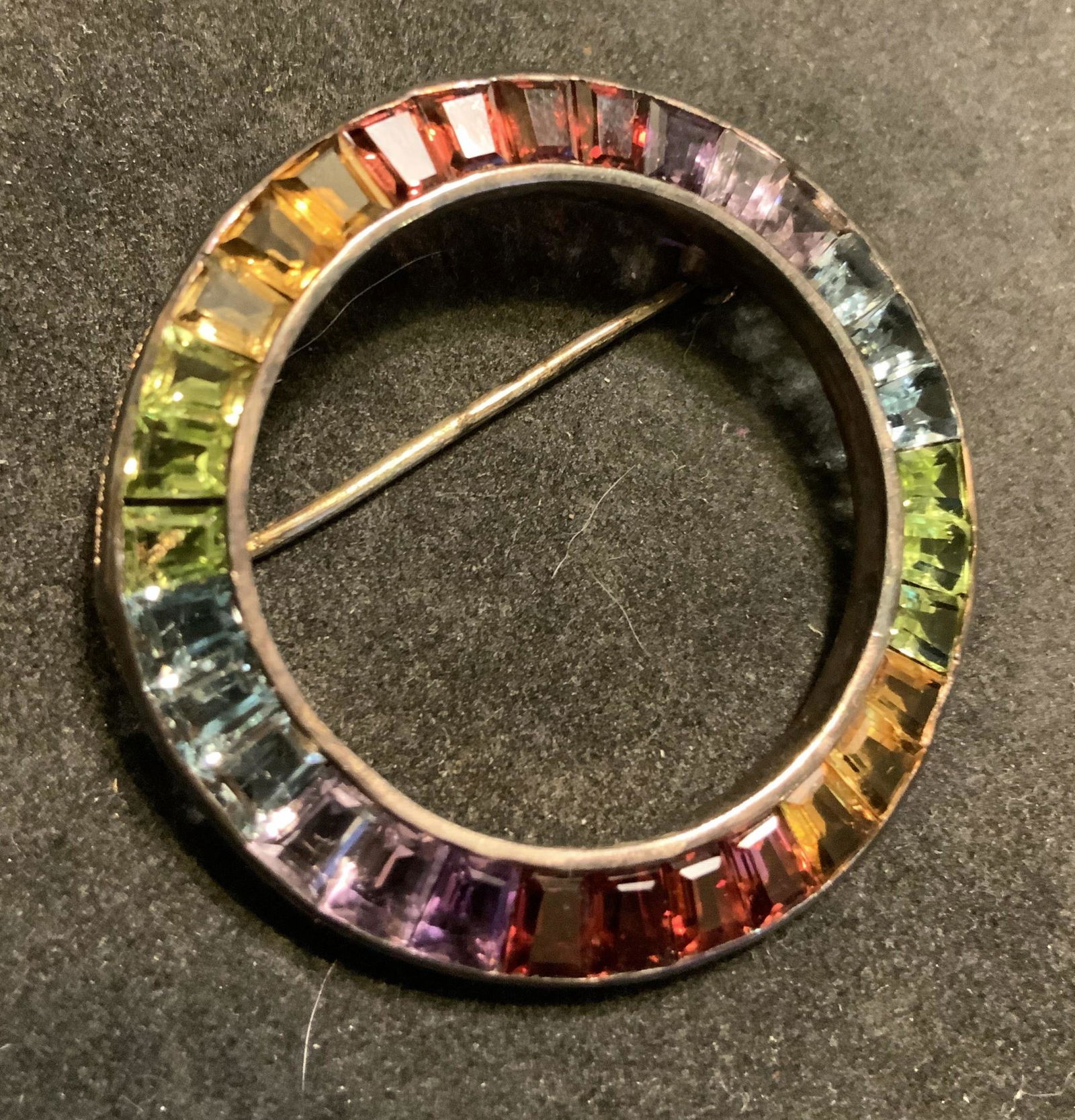 Sterling Silver Colored Crystal Brooch, Jewelry (1 of 12)