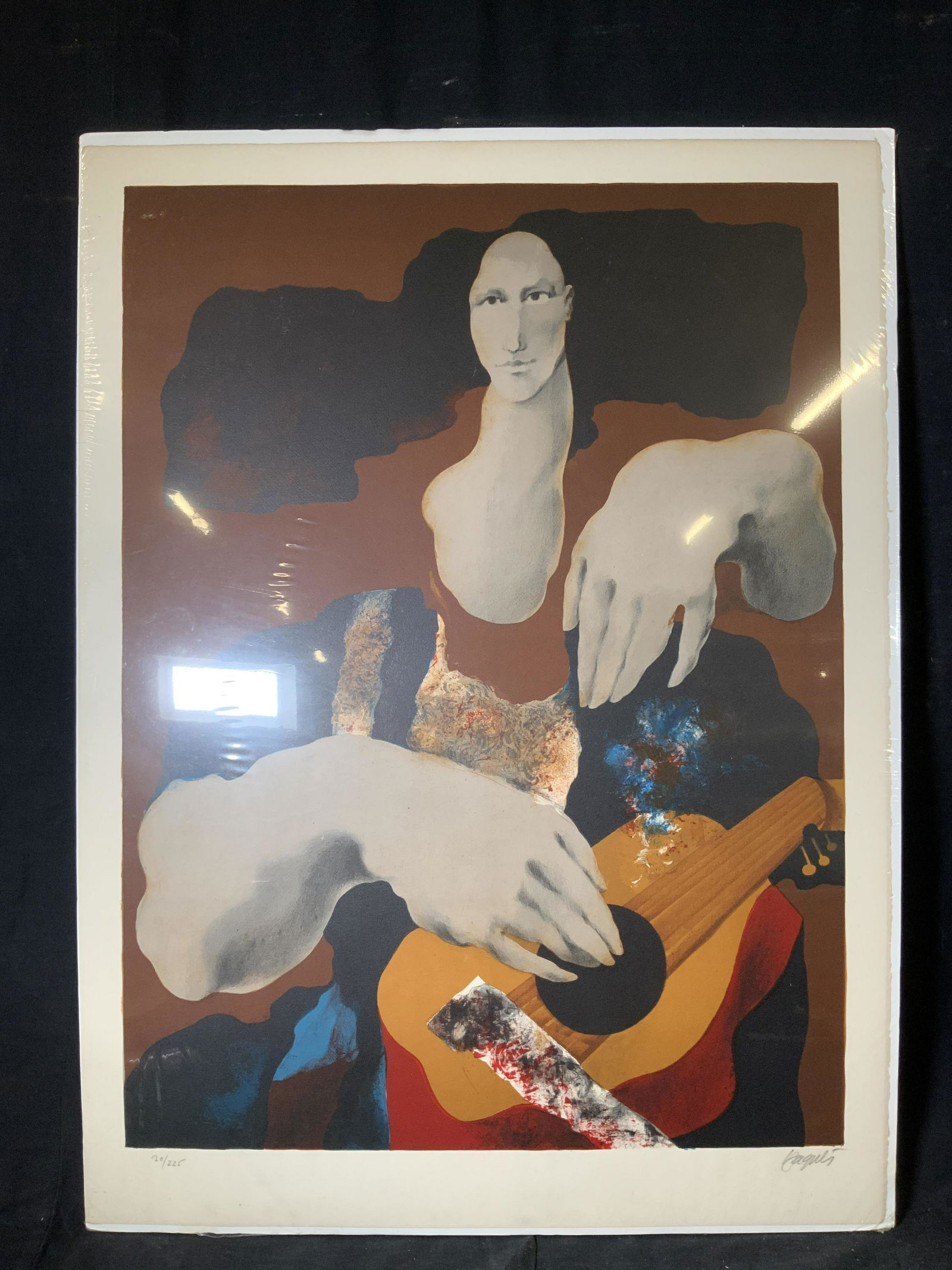 Signed Ltd Ed Lithograph of Woman Playing Guitar (1 of 7)