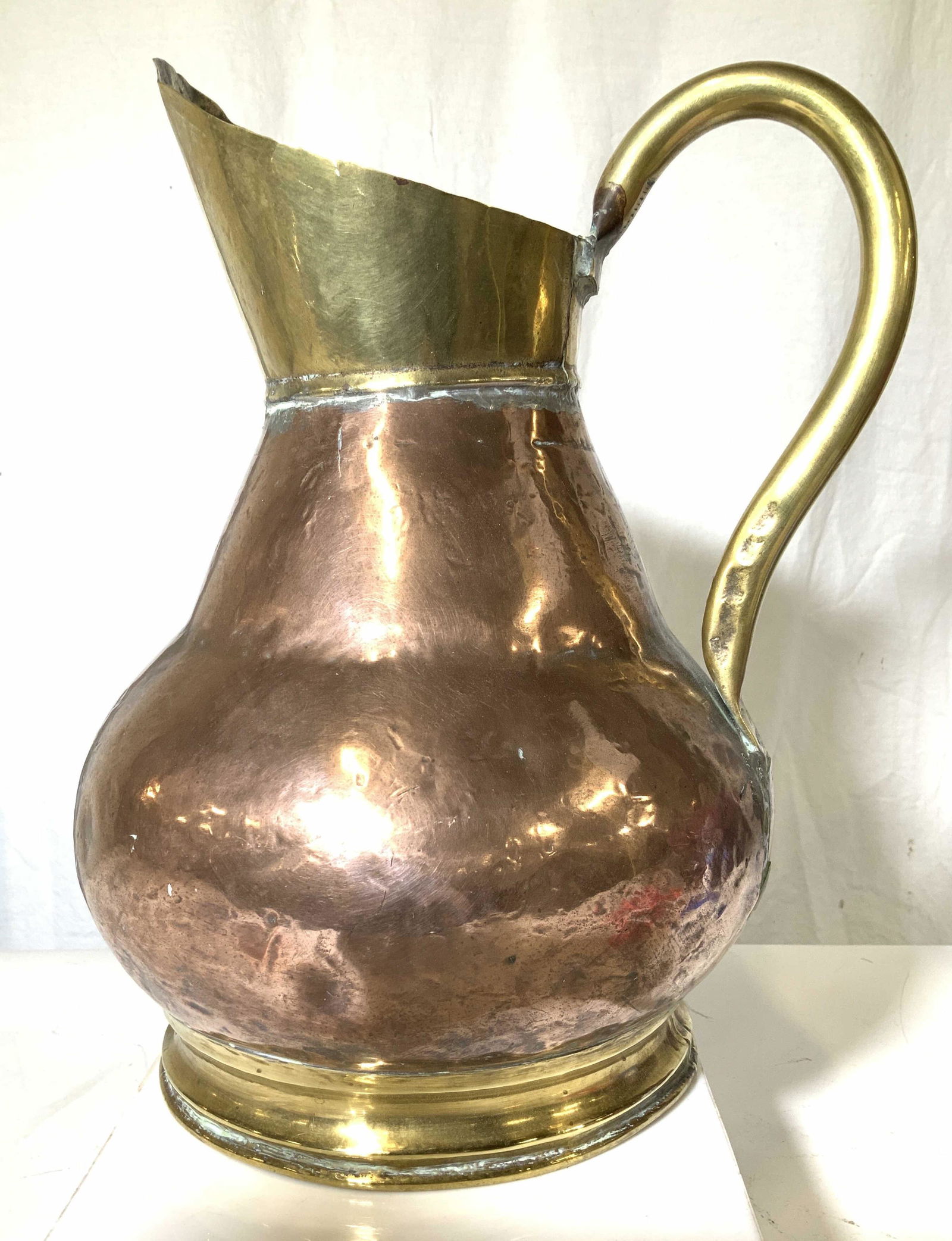 Vintage Copper and Brass Hammered Pitcher, (1 of 7)