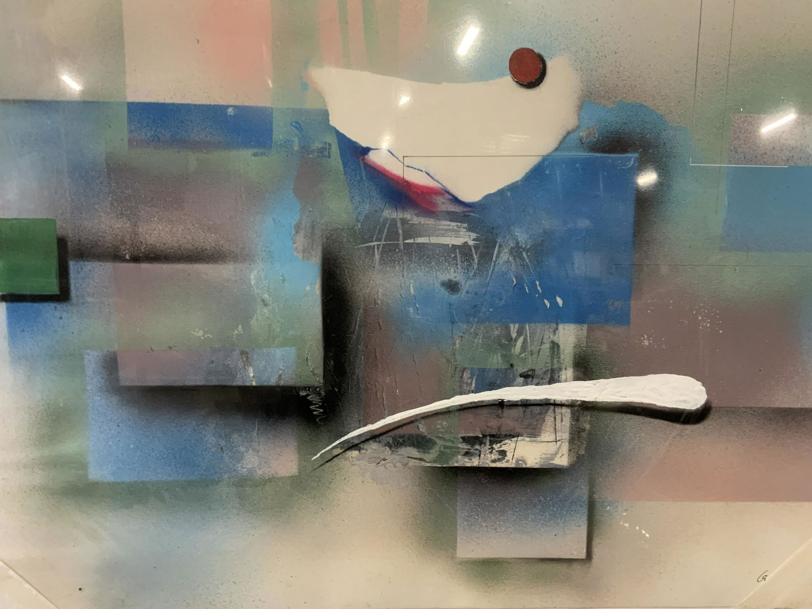 Signed Geometric Abstract Mixed Media Painting (1 of 8)