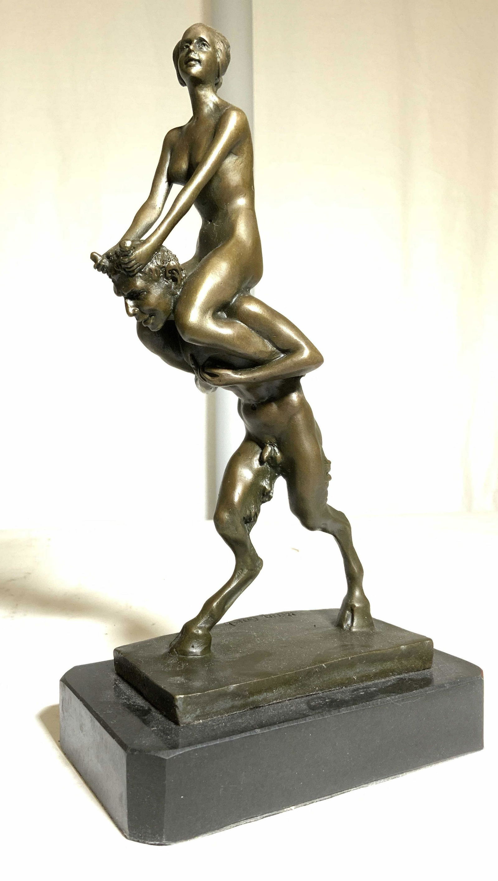 Signed Bronze Satyr & Nymph After Franz Bergman (1 of 8)