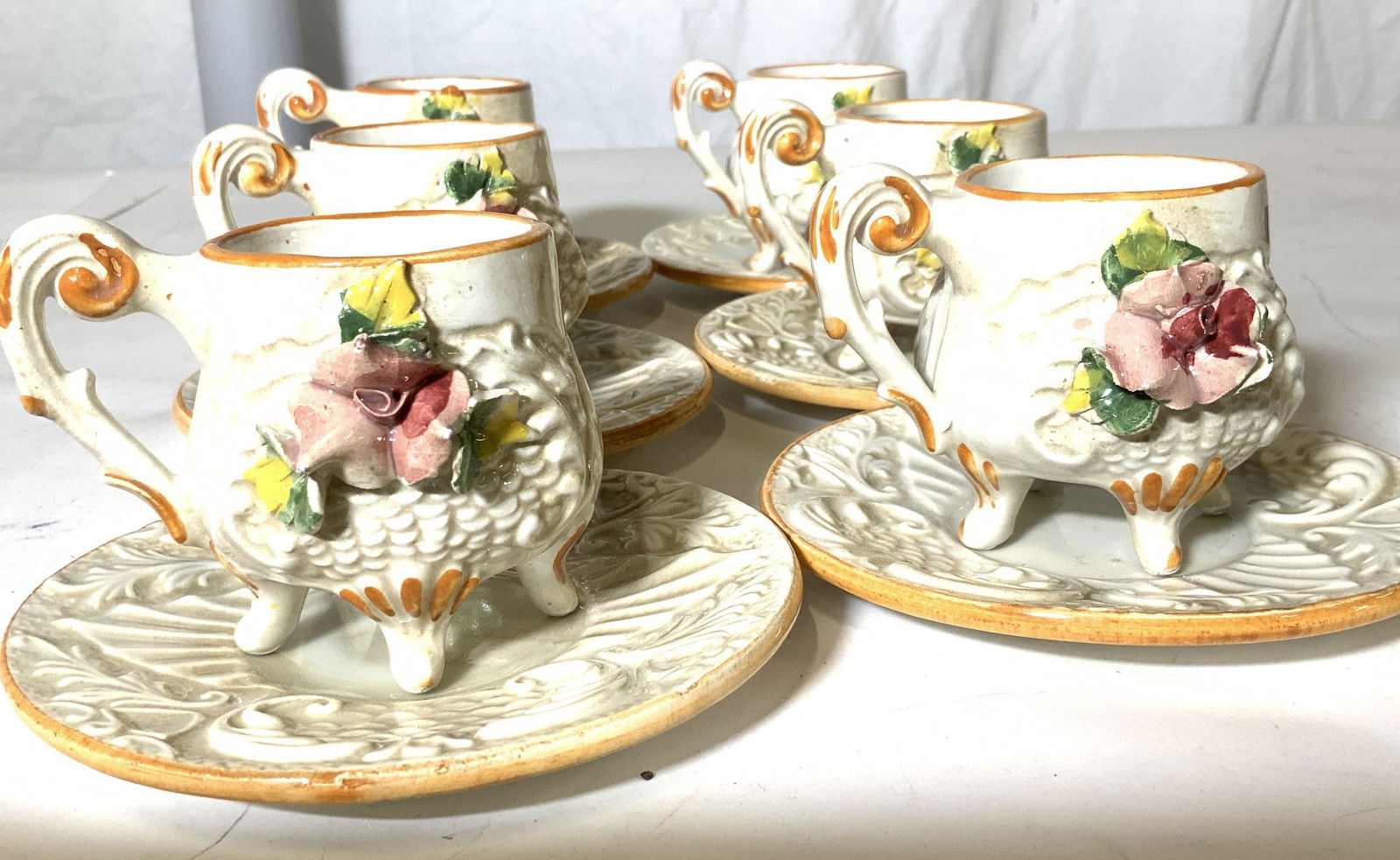 Porcelain CAPODIMONTE DEMITASSE SET 12 (1 of 9)