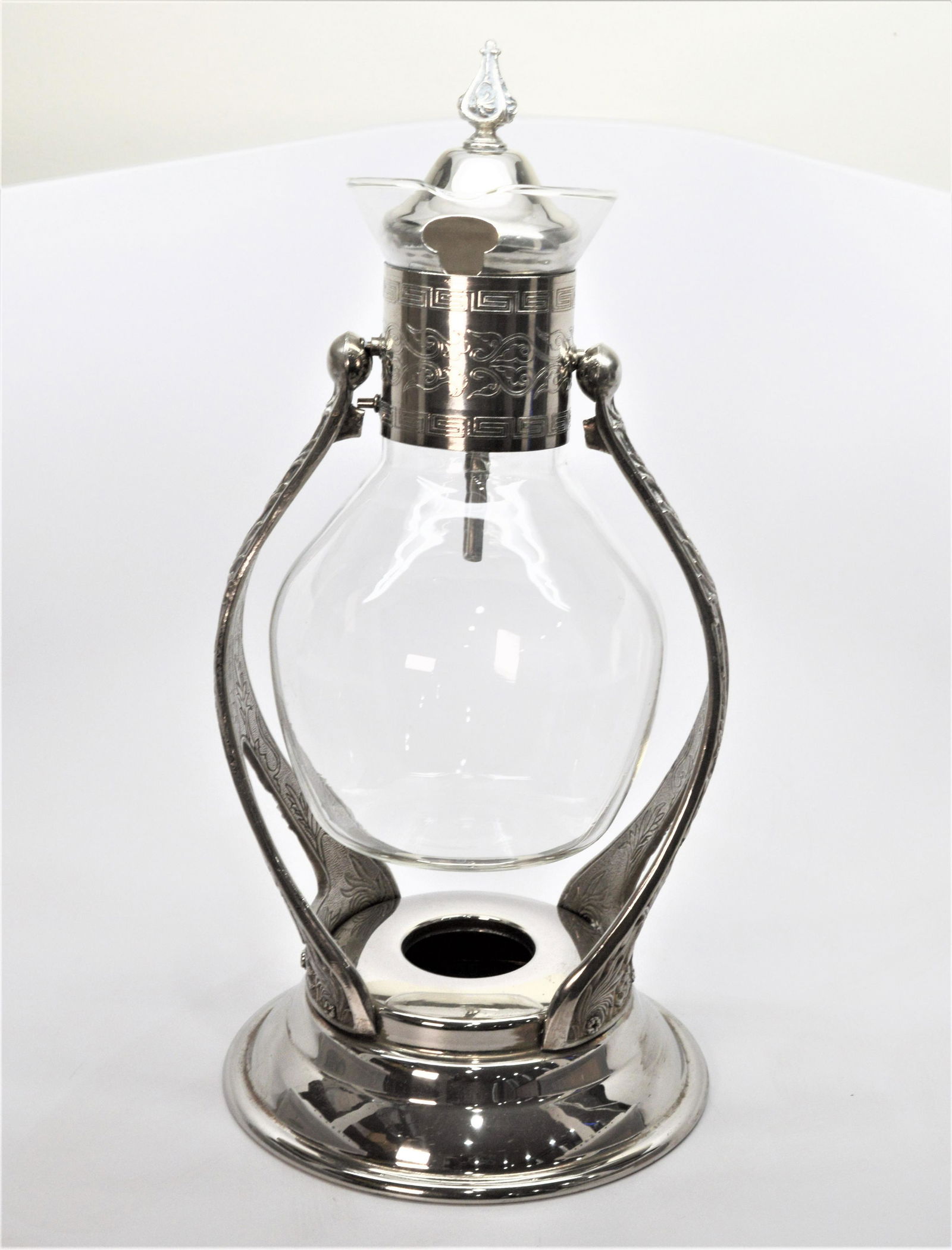 Vintage Tilting  Glass and Silverplate Hot/Cold Br (1 of 4)