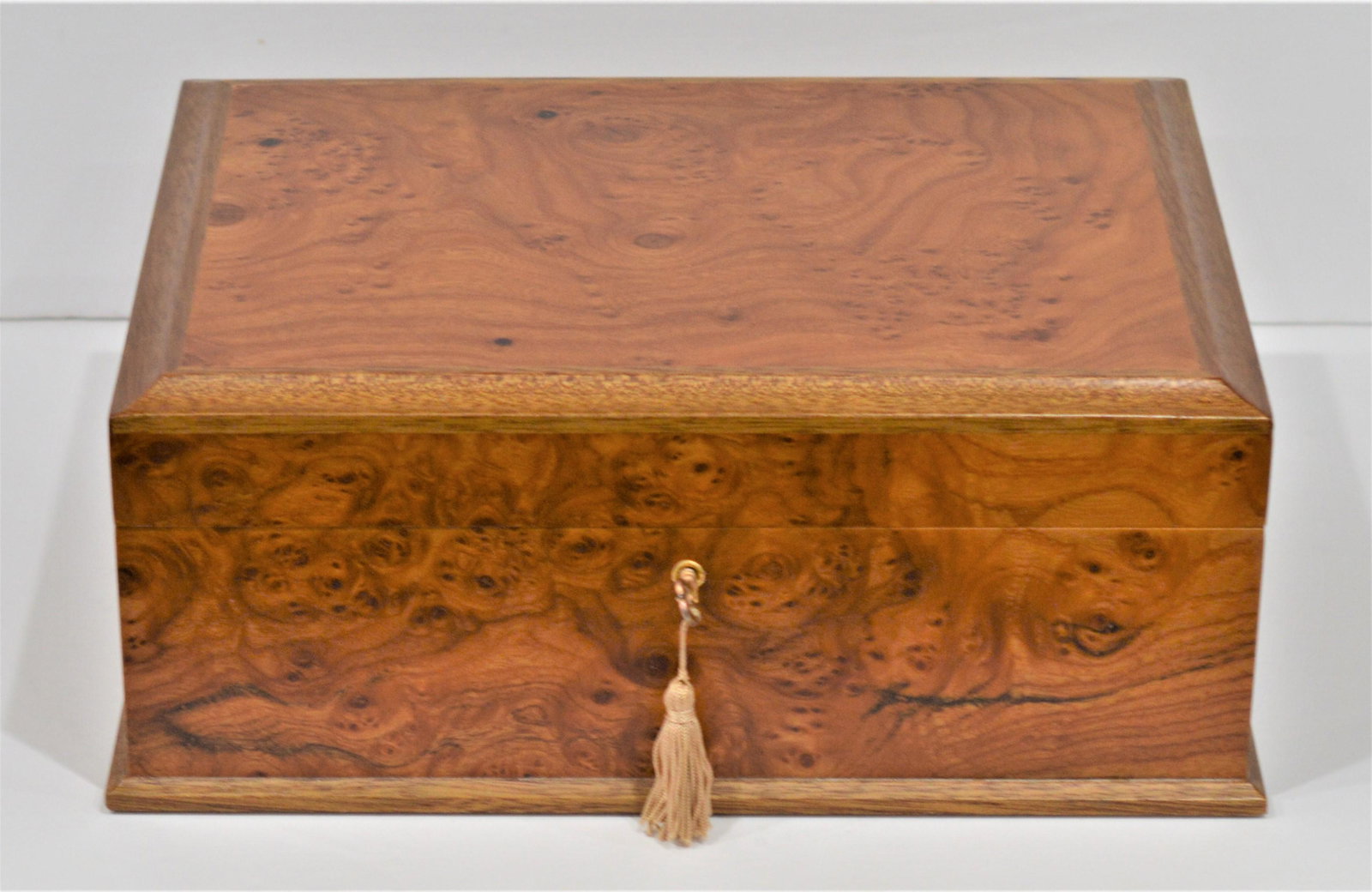 Handmade Wood Jewelry Box from Italy: Beautifully crafted polished wood jewelry box made in Italy for Nordstrom. Lock and key work. Inside removable tray.