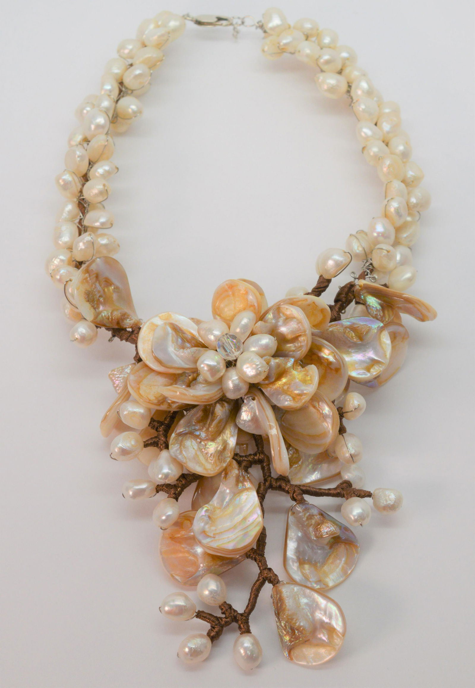 Vintage Pearl & Shell Collar Statement Necklace (1 of 3)