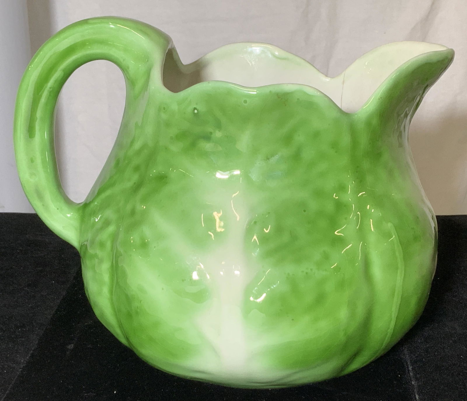 Cabbage Form Glazed Ceramic Pitcher (1 of 6)