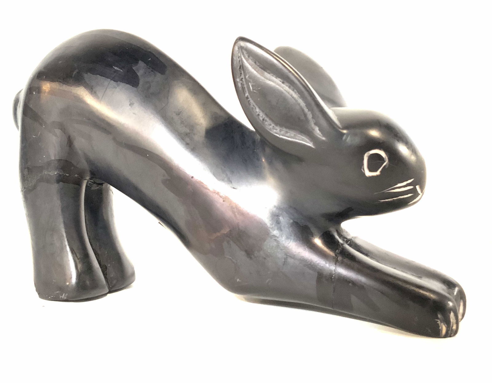 Handmade Natural Black Stone Rabbit Figural, Kenya (1 of 10)