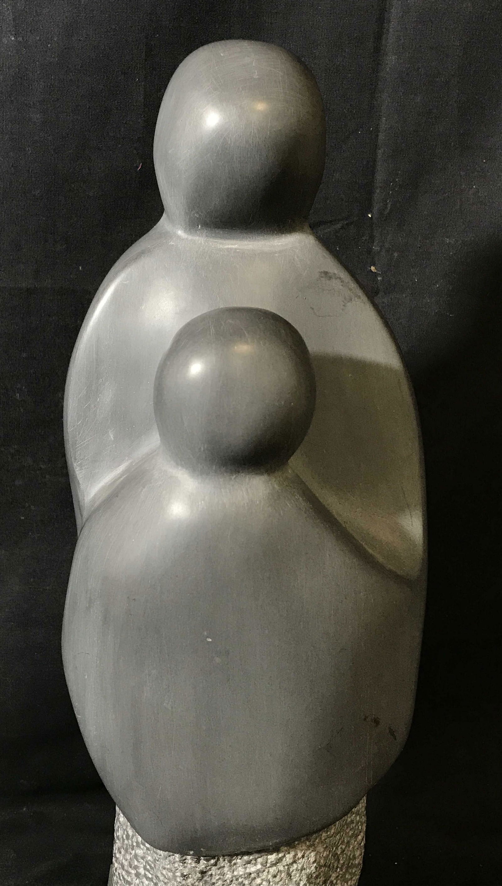 Polished Grey Marble Sculpture, Mother and Child (1 of 9)
