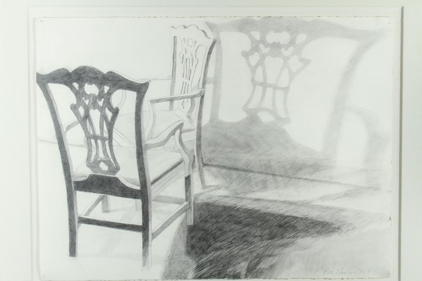 Chippendale Chair Drawing Signed 'Patti Hansen' (1 of 5)