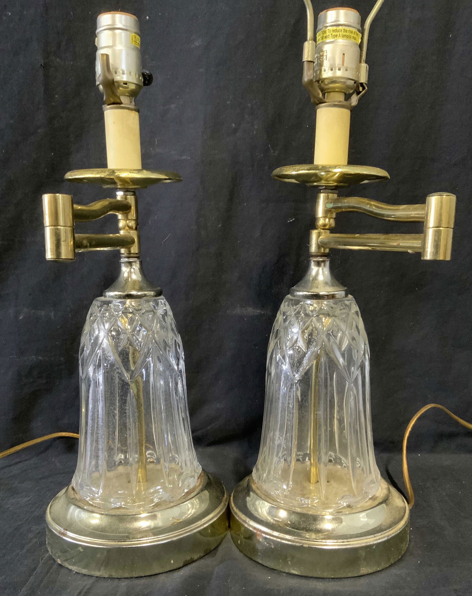 Pair Cut Glass Tabletop Lamps (1 of 7)