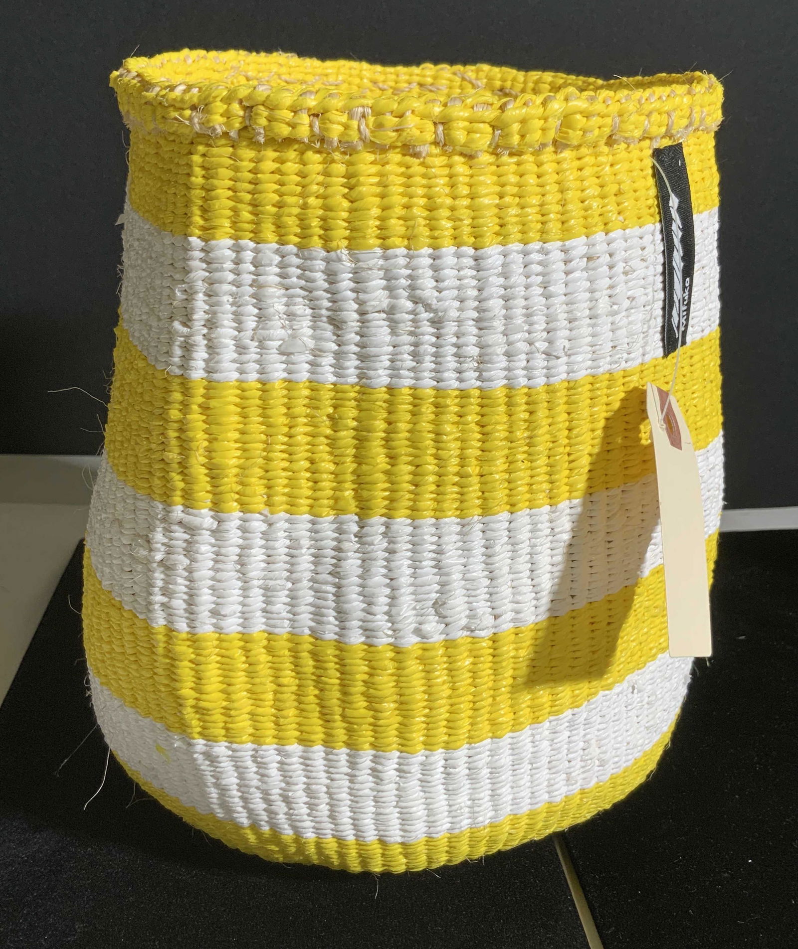 MIFUKO New Woven Yellow White Basket (1 of 6)