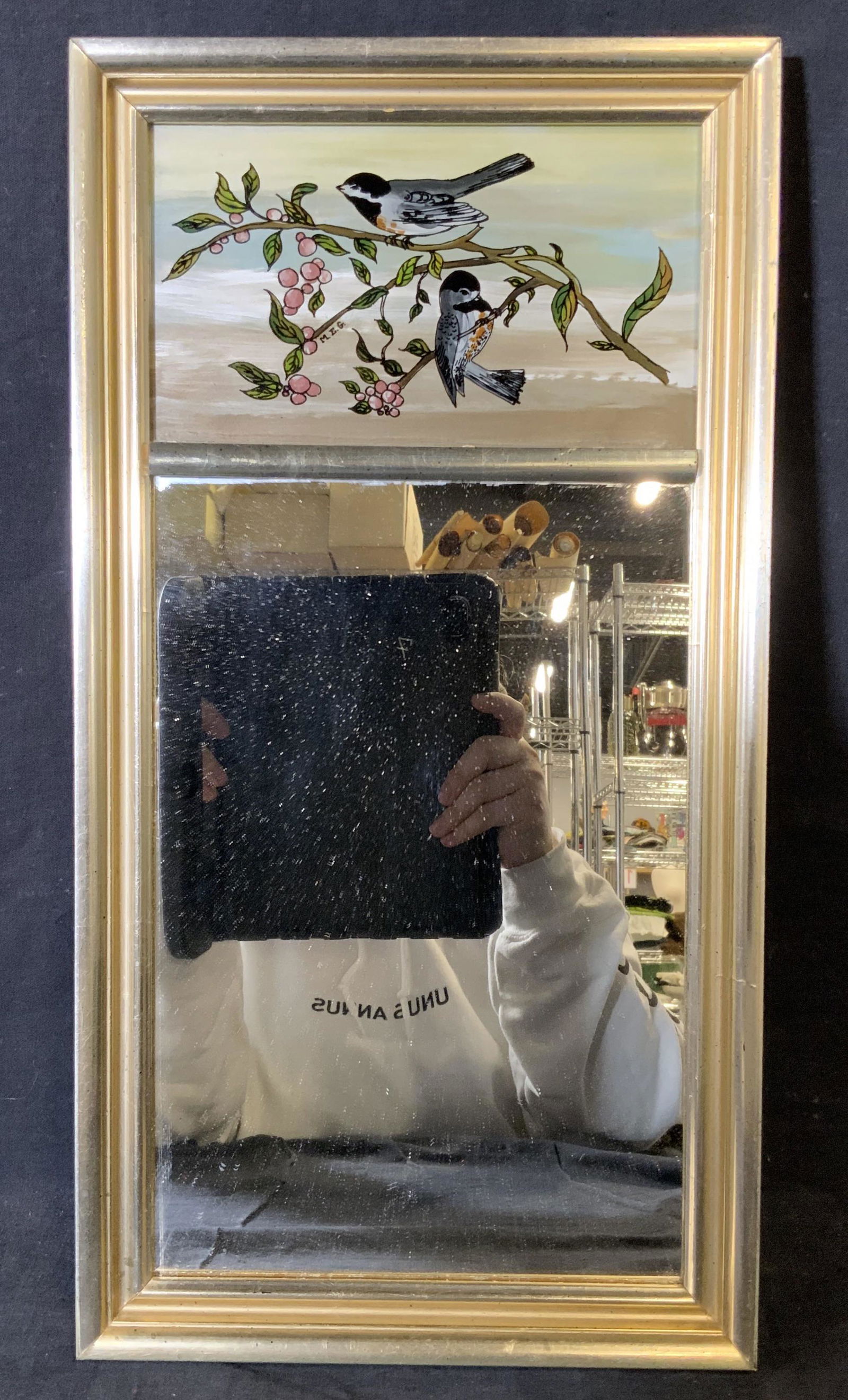 Mirror with Reverse Painted Glass Display Window (1 of 6)