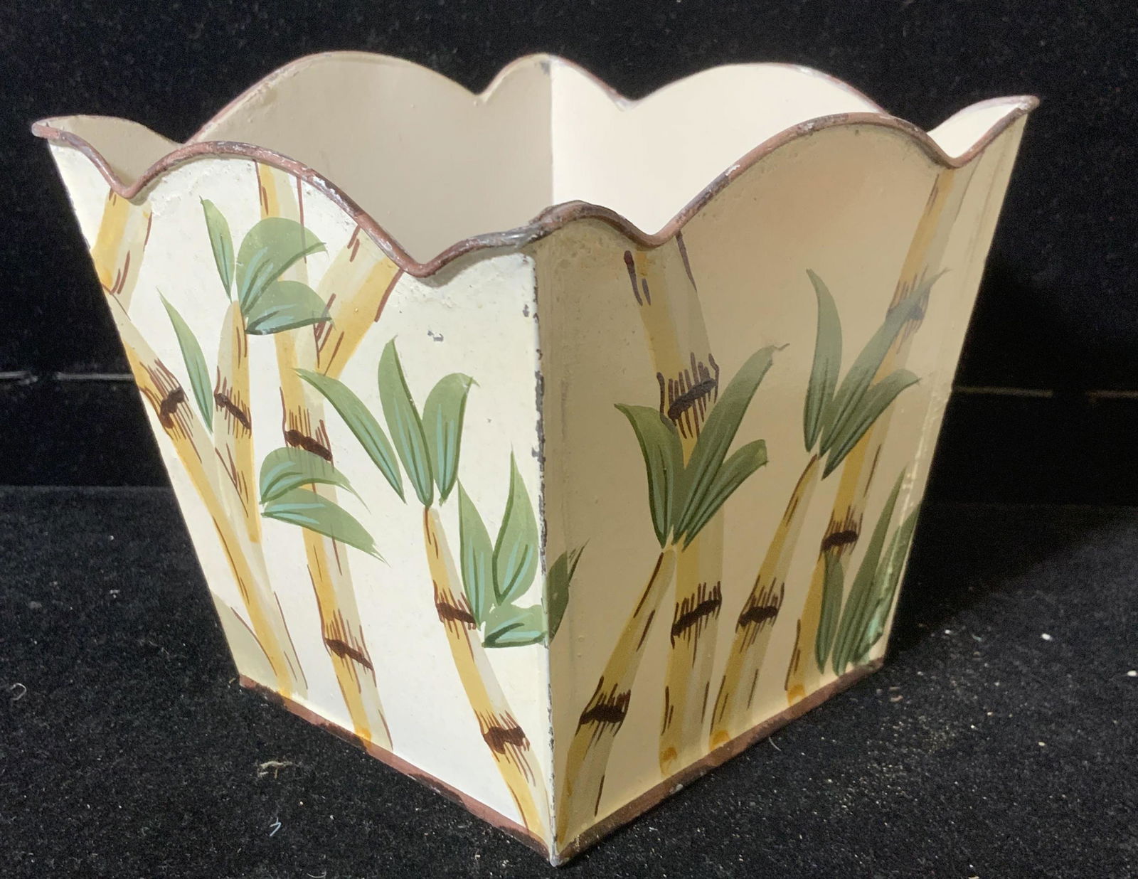Hand Painted Bamboo Tole Cache Pot (1 of 6)
