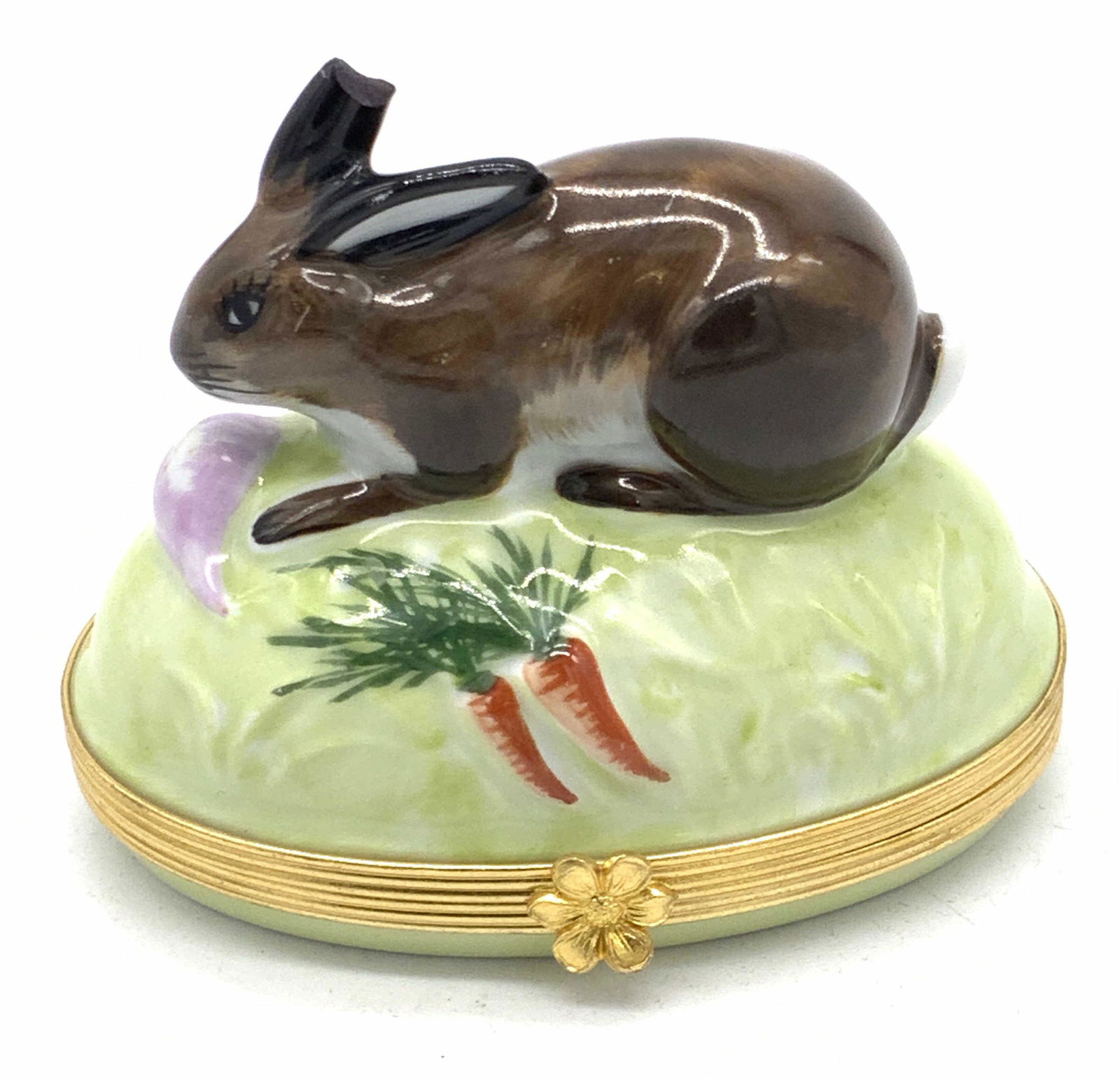 LIMOGES Signed French Porcelain Rabbit Trinket Box (1 of 12)