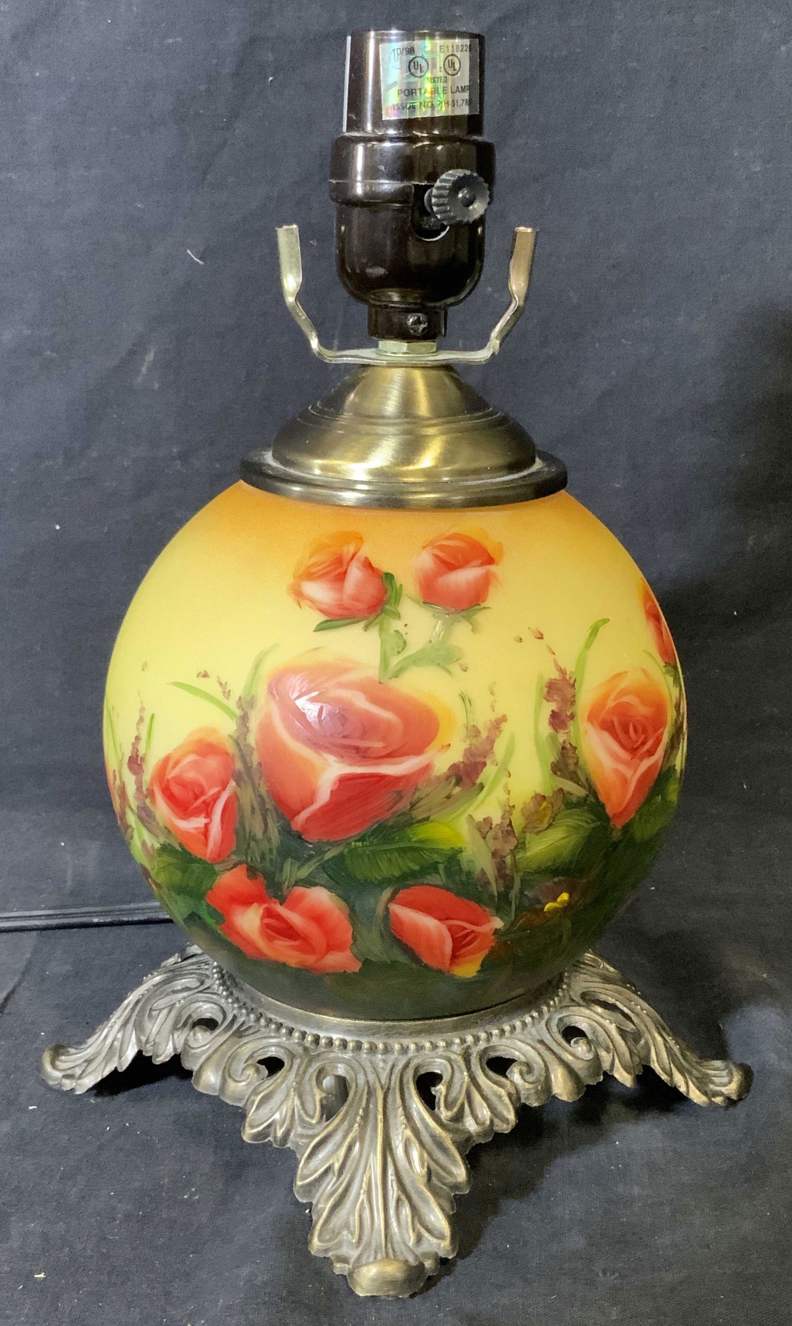 Hand Painted Floral Gone with the Wind Globe Lamp (1 of 7)