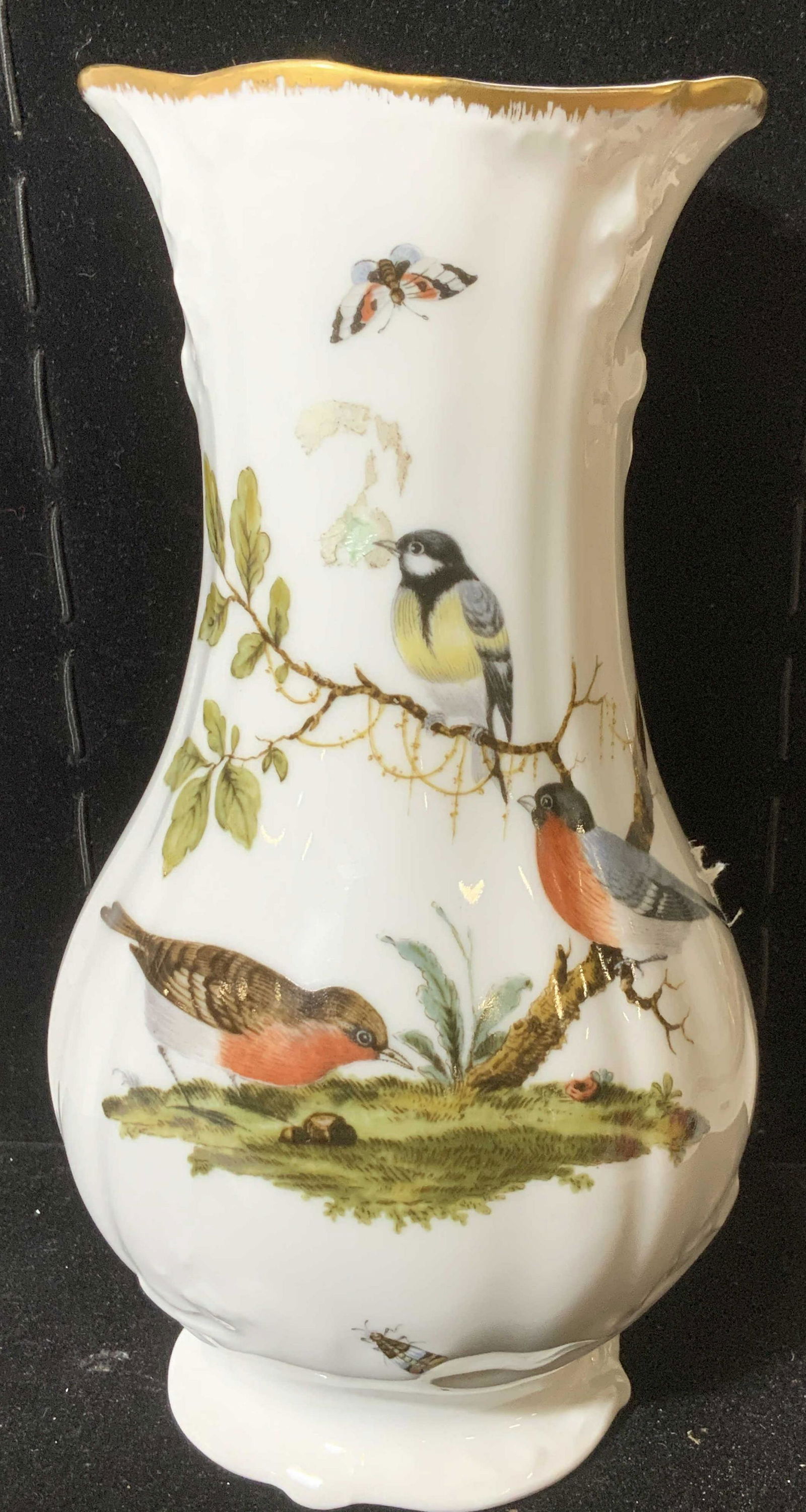 LIMOGES FRANCE, signed Porcelain Vase w Birds (1 of 6)