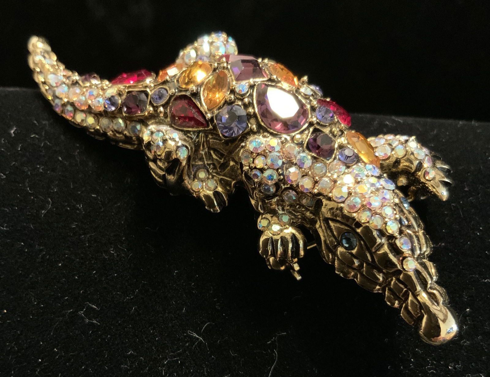 Signed Bejeweled Crystal Encrusted Alligator Pin (1 of 18)