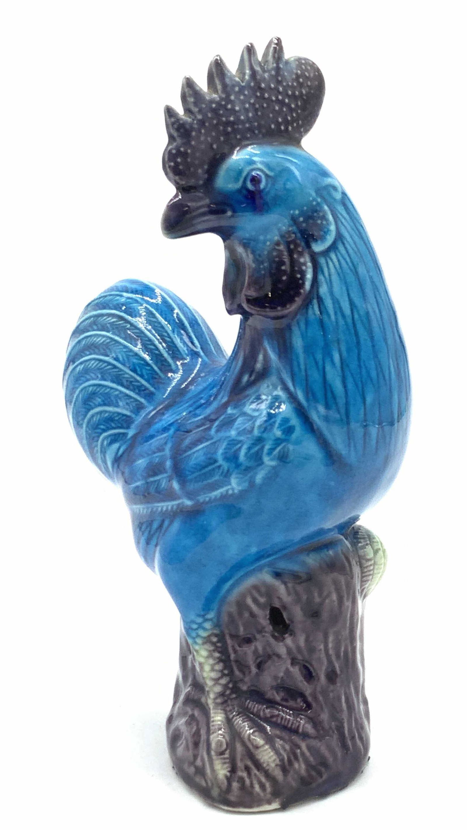 Blue Glazed Ceramic Rooster, China (1 of 5)