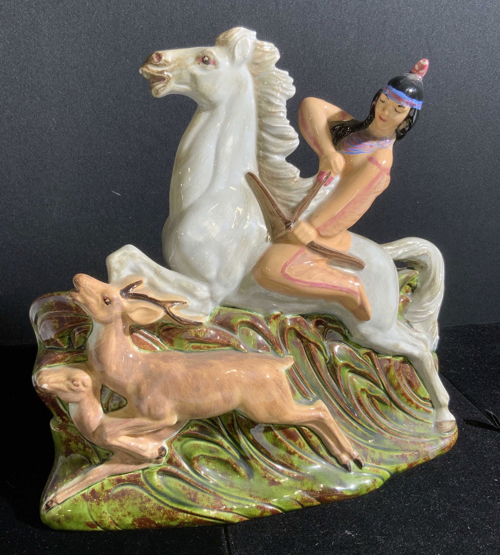 HOLLAND MOLD Signed Porcelain Native American Lamp (1 of 12)