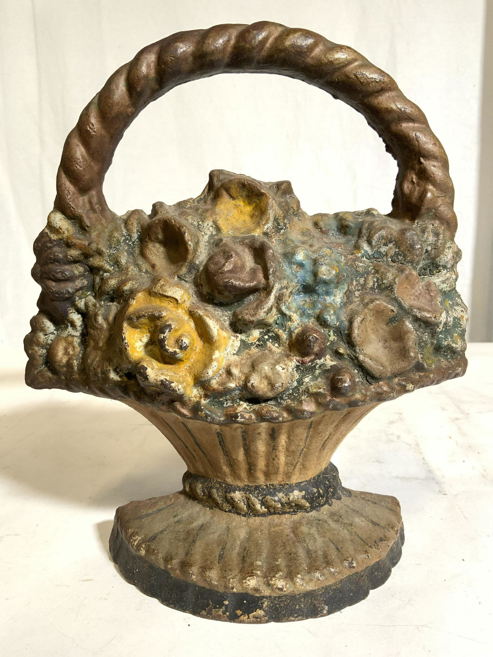 Antique Hand Painted Floral Cast Iron Door Stop (1 of 8)