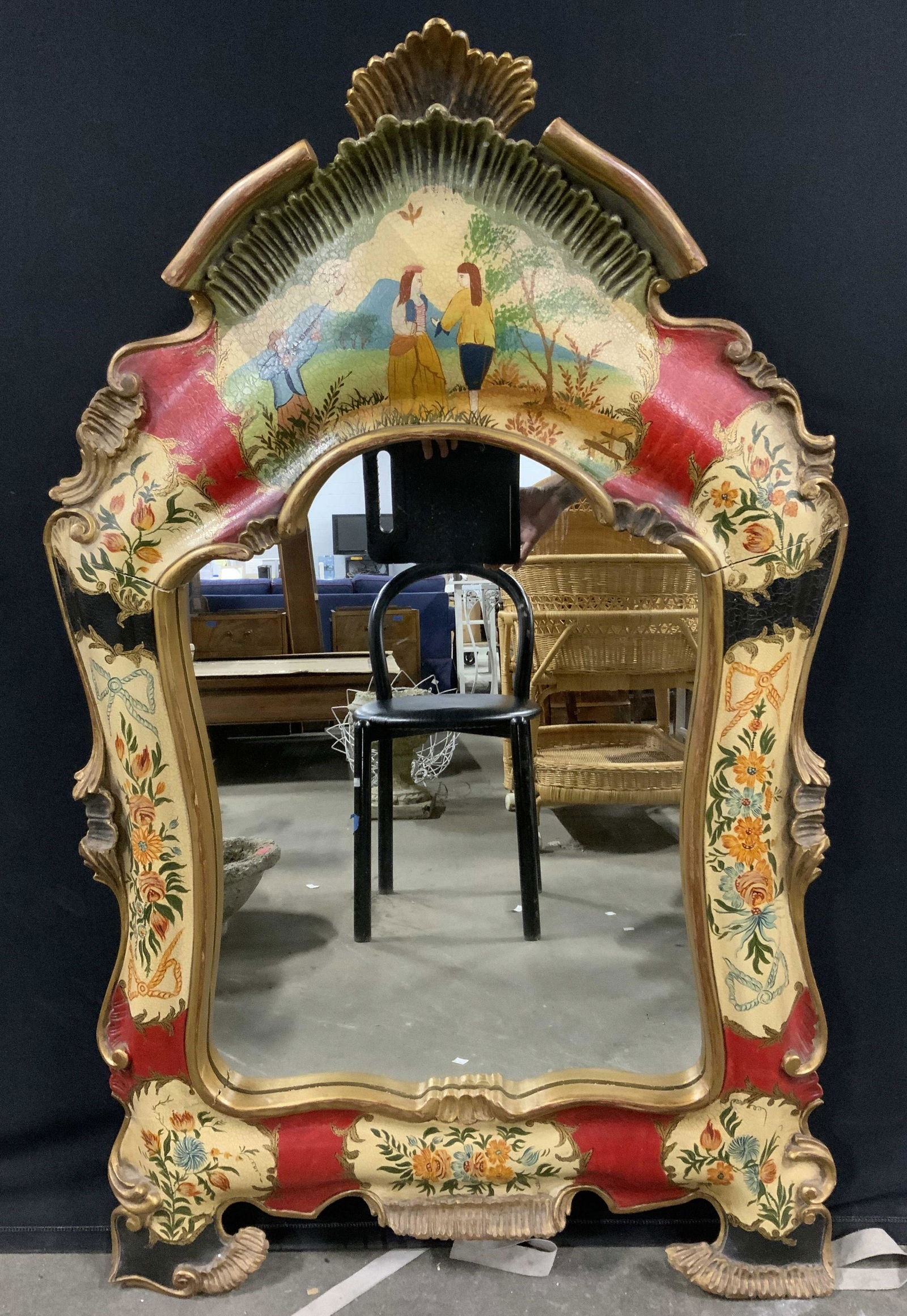 Vintage Hand Painted Gilt Wood Wall Mirror (1 of 12)