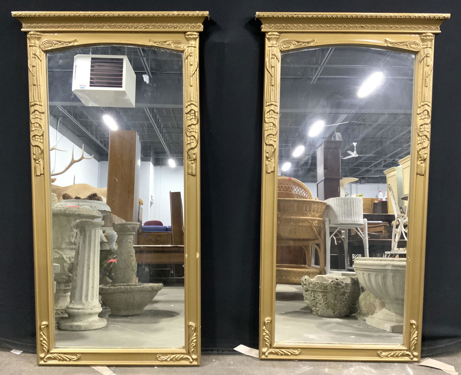 Pair Gold Toned Frame Wall Mirrors (1 of 11)
