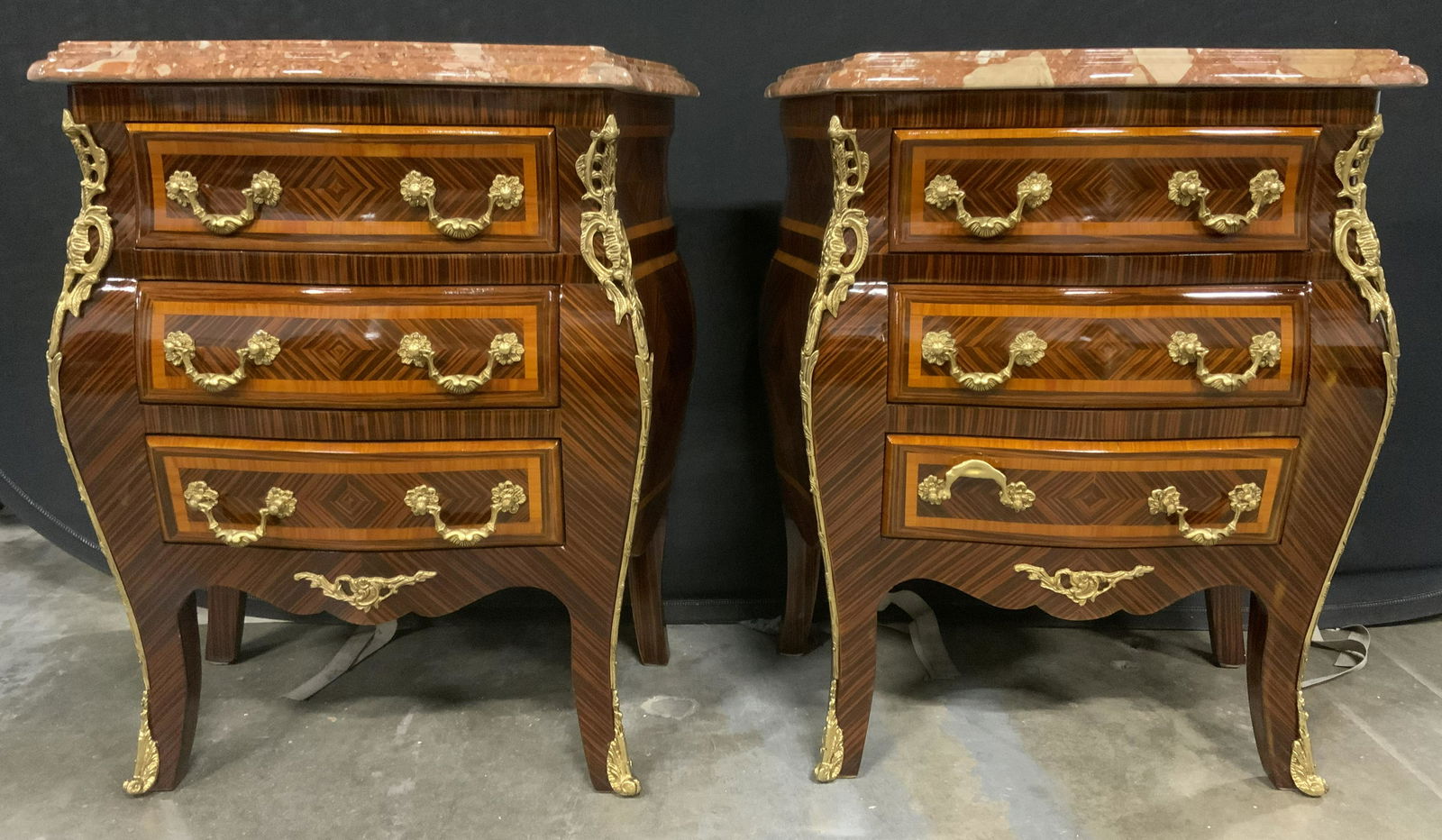 Pair Marble Topped Bombay Style Nightstands (1 of 15)