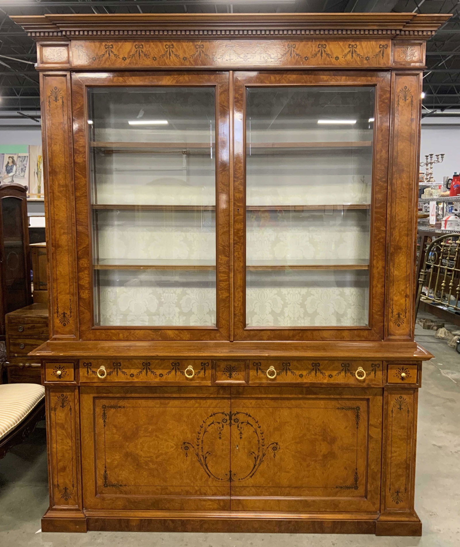 Inlaid Victorian Wooden Marquetry Display Cabinet (1 of 16)
