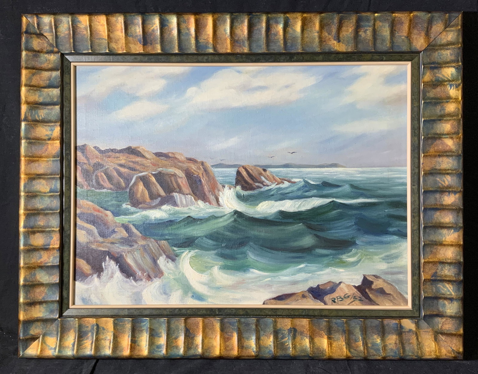 RUTH GREENSPAN Signed Oil Painting 1952: RUTH GREENSPAN Signed Oil Painting 1952, inscription to lower right reads ‘RBG 52’, inscription to reverse reads ‘By Rita Beimel Greenspan Feb 1952 224-39 Kingsbury Avenue Bayside, LI‘, subjec