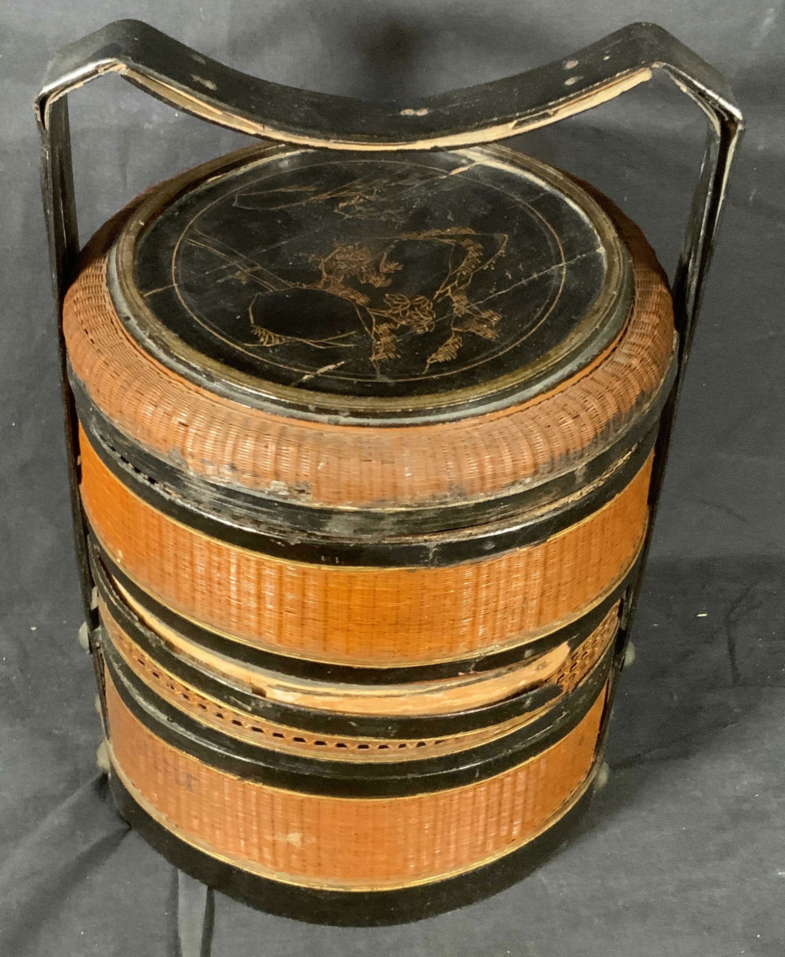 Signed Handmade Antique Asian Wedding Basket (1 of 15)