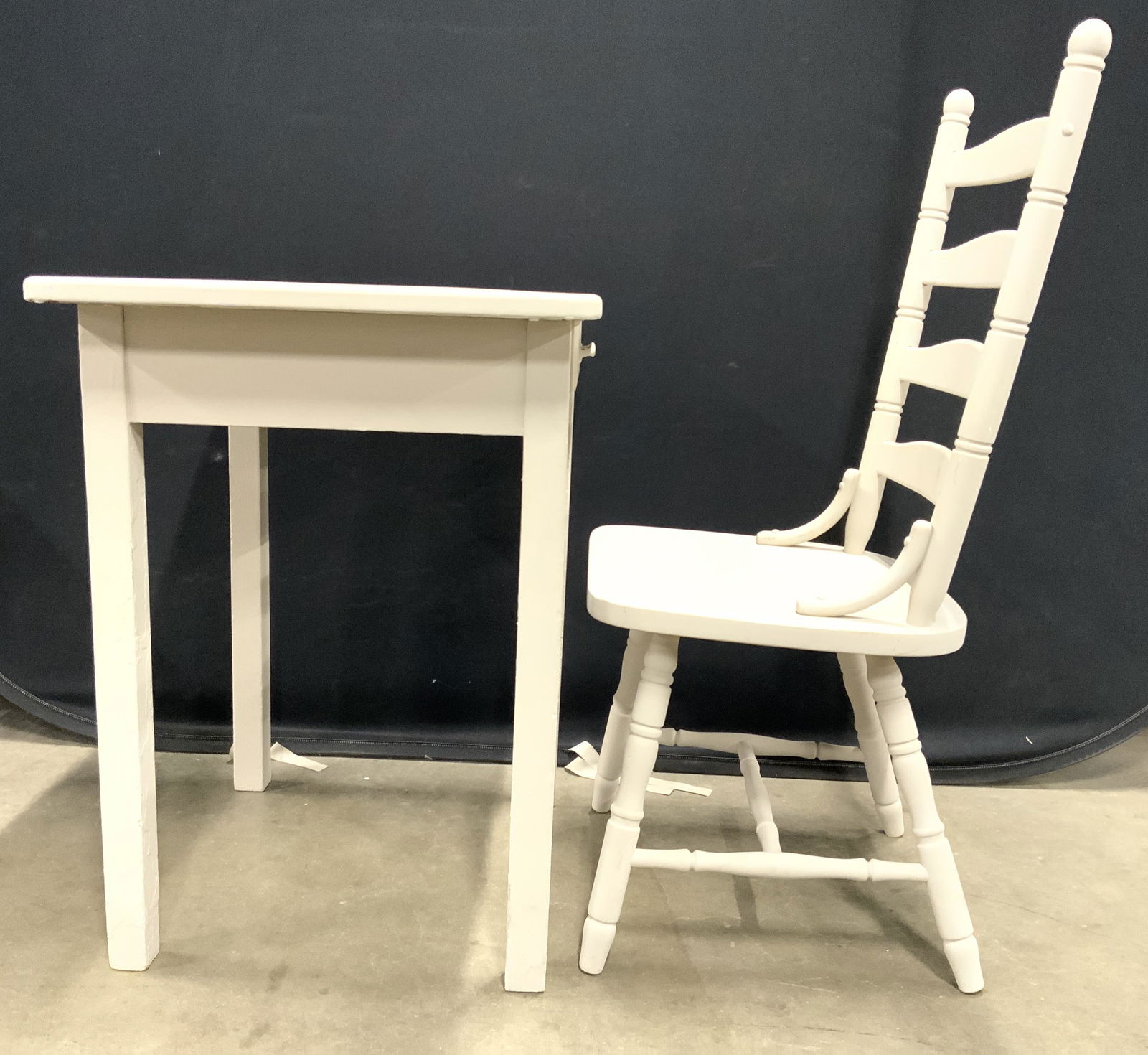 Lot 2 Vintage Metal Top Desk W Wood Chair (1 of 12)
