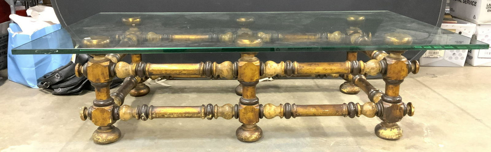 Gold Leaf Base Glass Top Coffee Table (1 of 10)