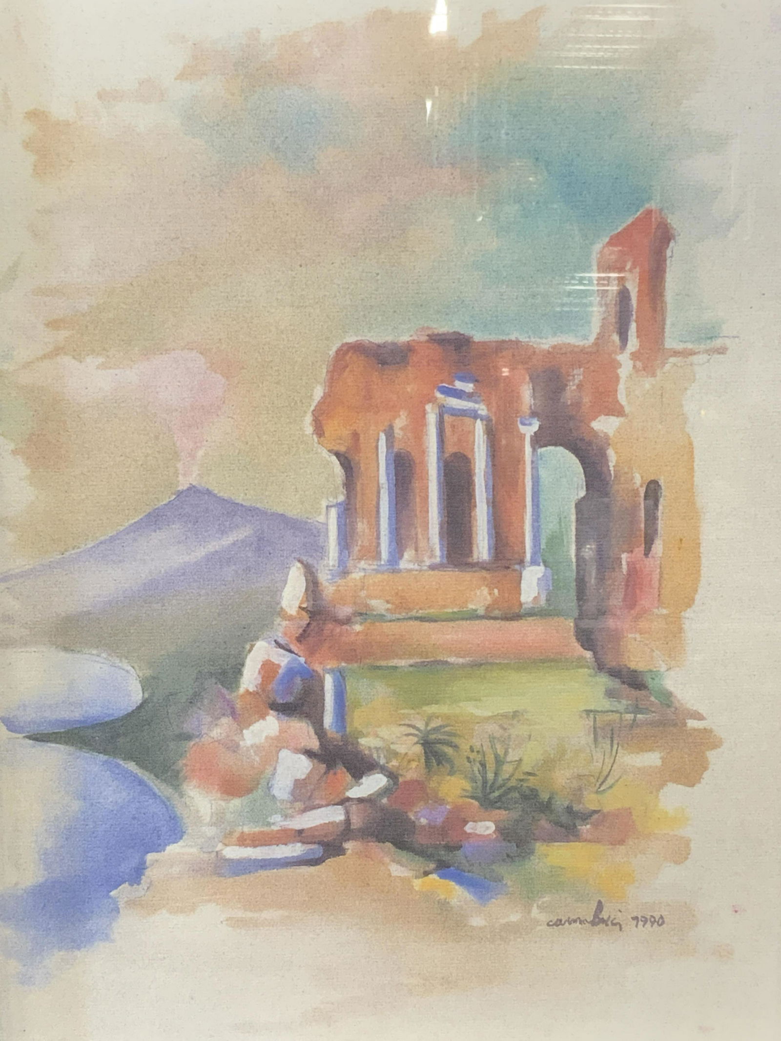 Signed Offset Litho Watercolor Style Ruins (1 of 9)