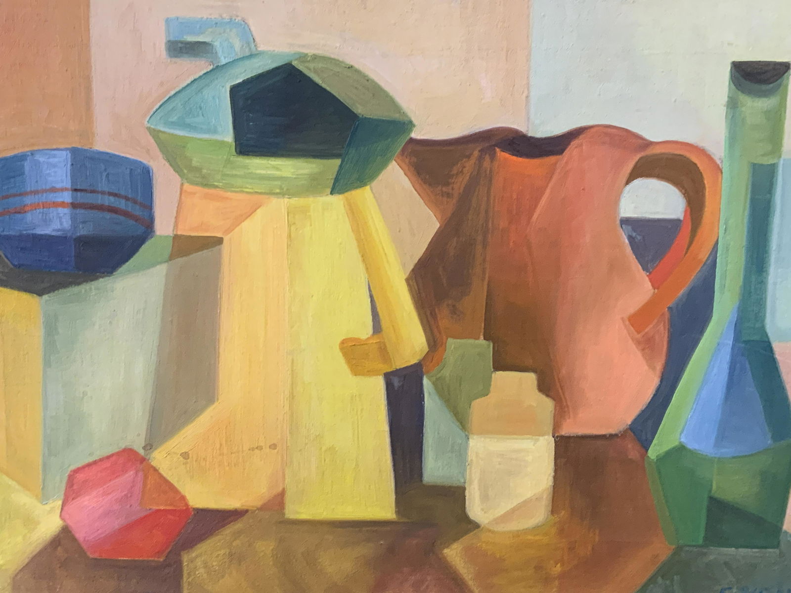 Signed Abstract Still Life Oil on Canvas Board (1 of 9)