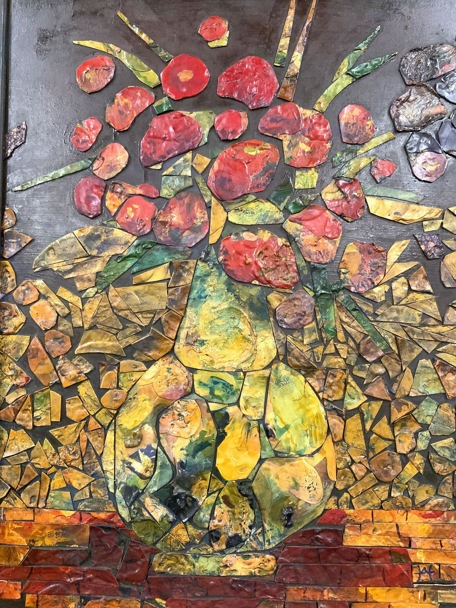 Signed WALLY AMES Framed Painted Mosaic Artwork (1 of 11)