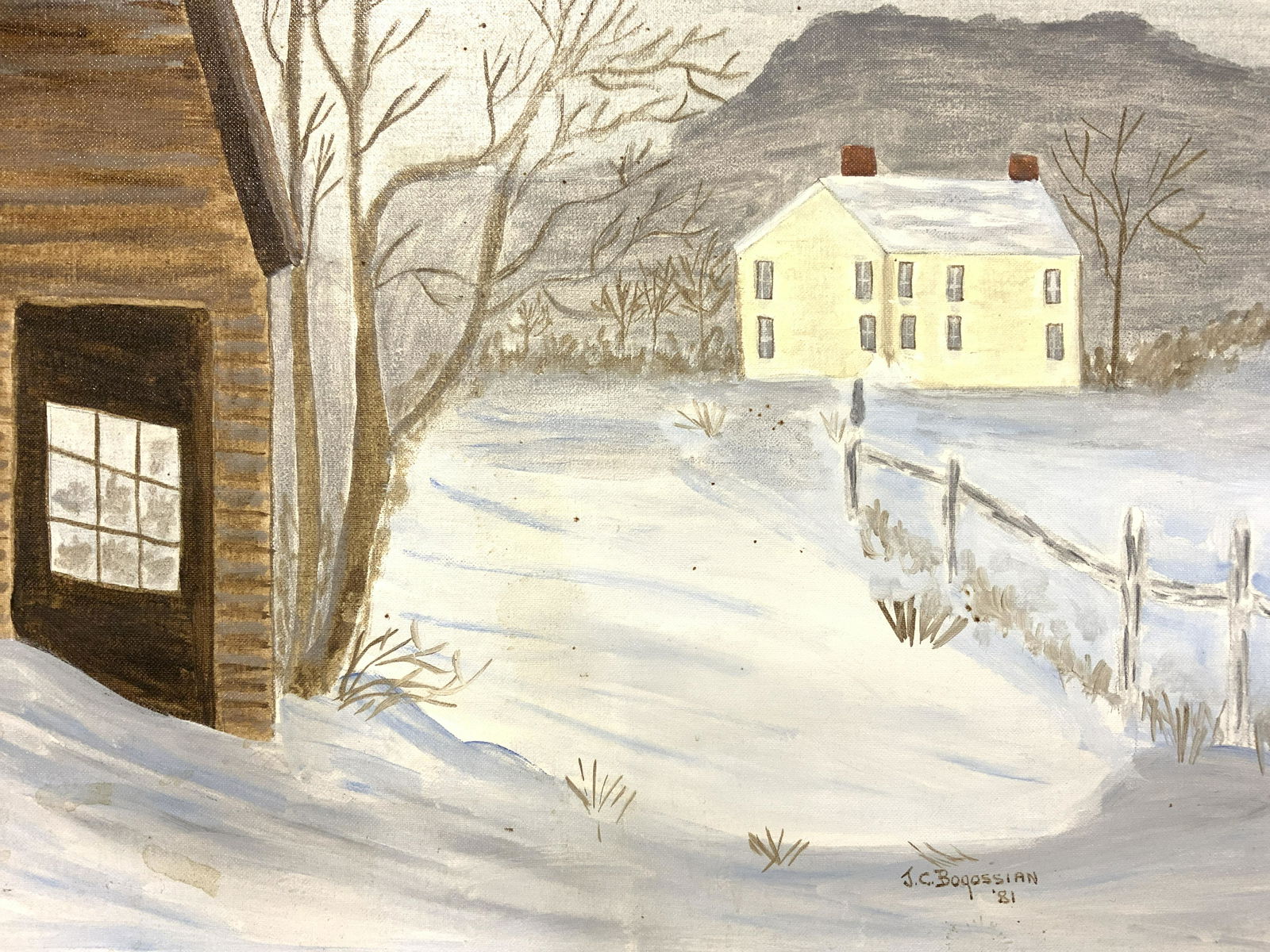 JC BOQOSSIAN Signed Framed Vintage Winter Painting (1 of 10)