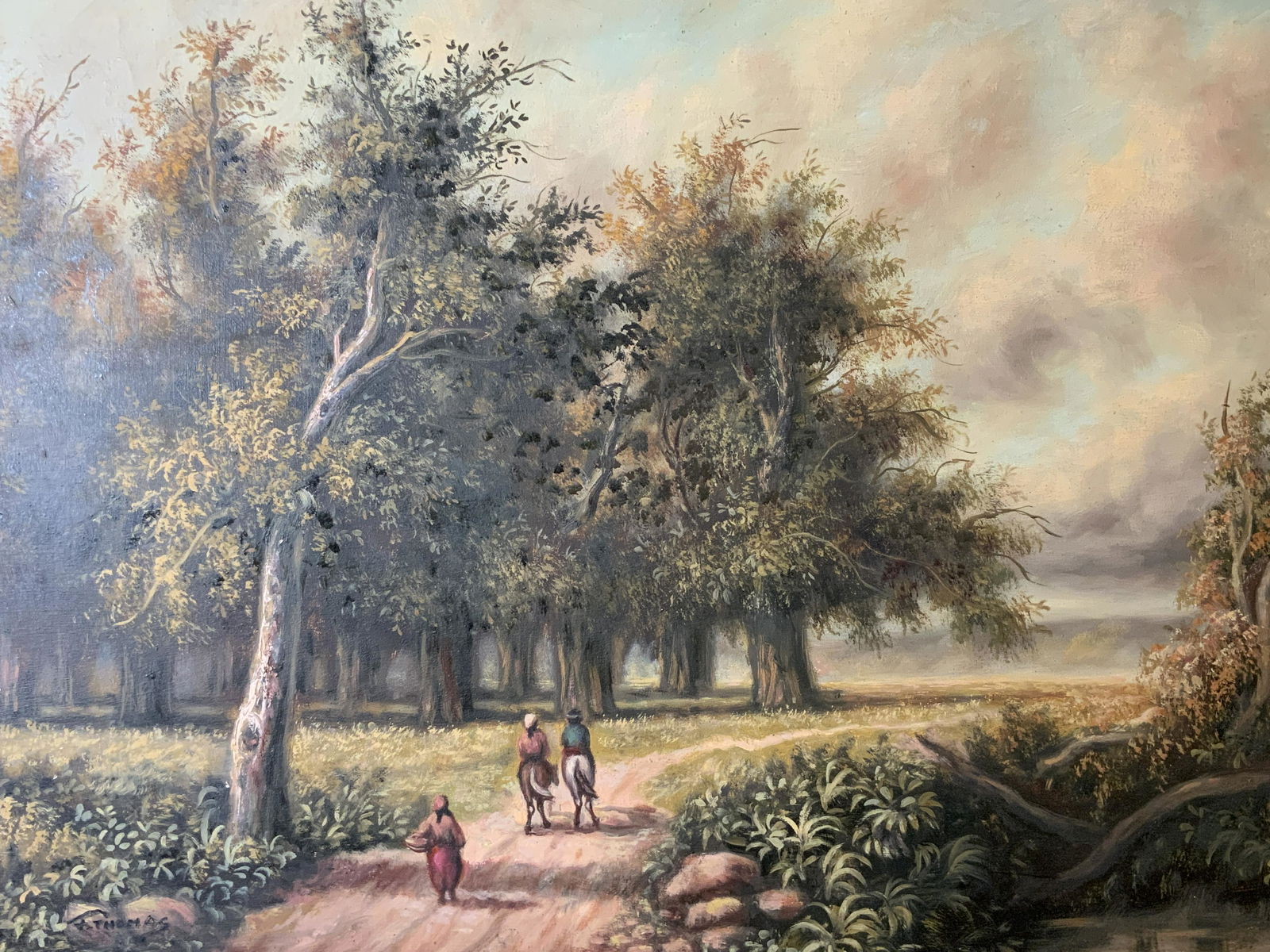 F.THOMAS Signed Oil on Canvas Landscape (1 of 12)