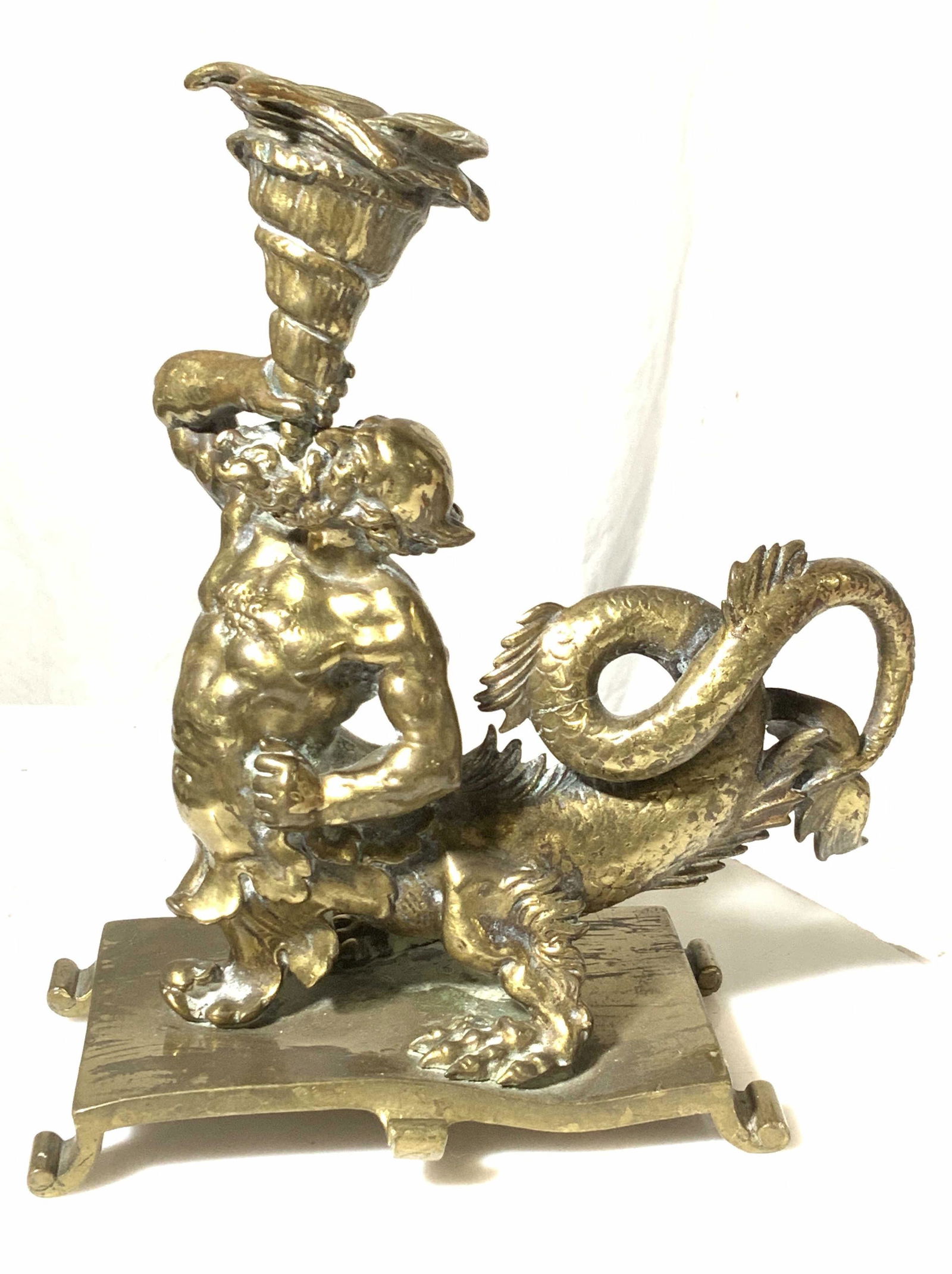 Mythical Grecian Dragon Deity Bronze Candlestick (1 of 10)