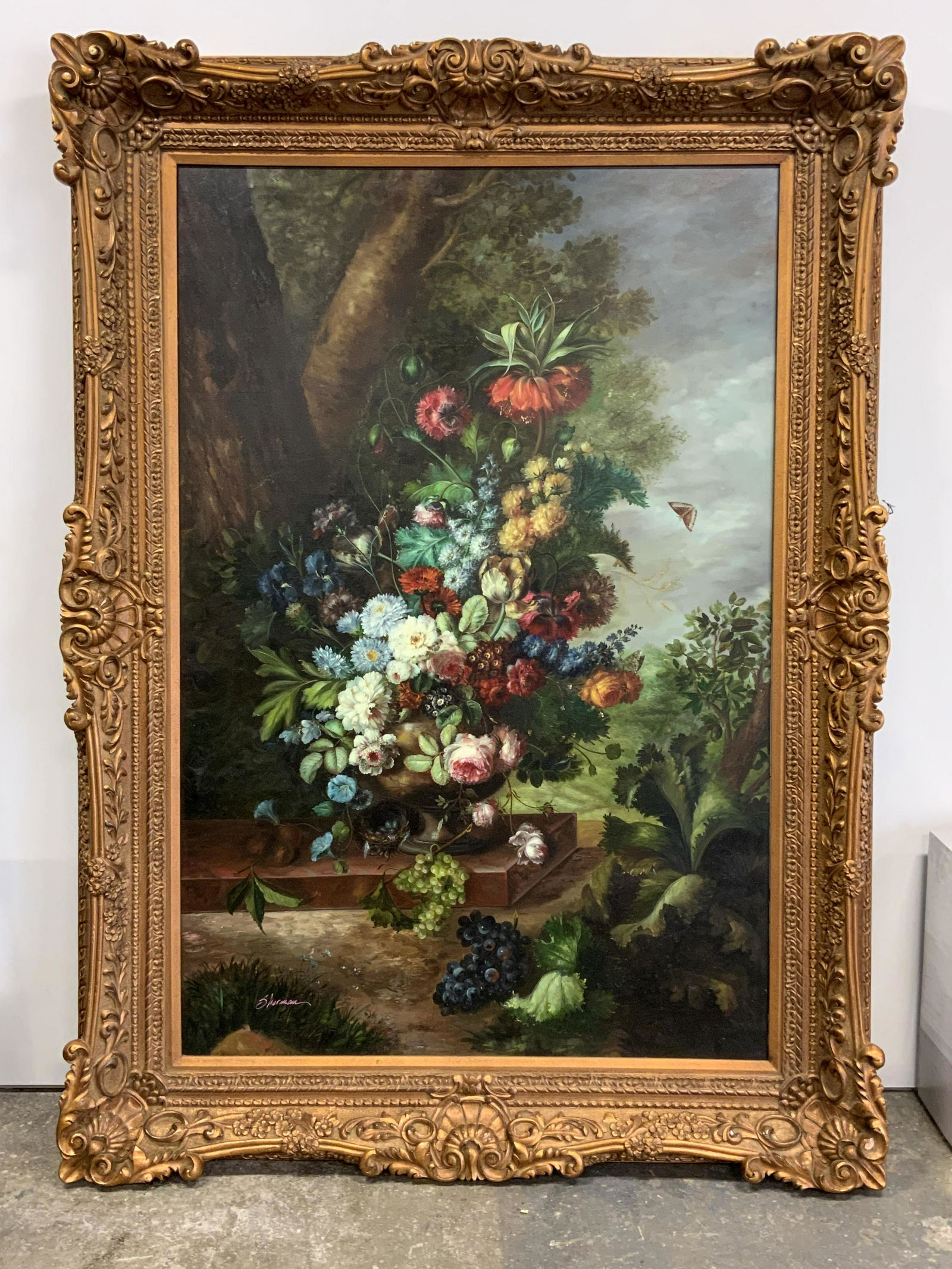 SHERMAN Signed Oversized Floral Still Life (1 of 14)