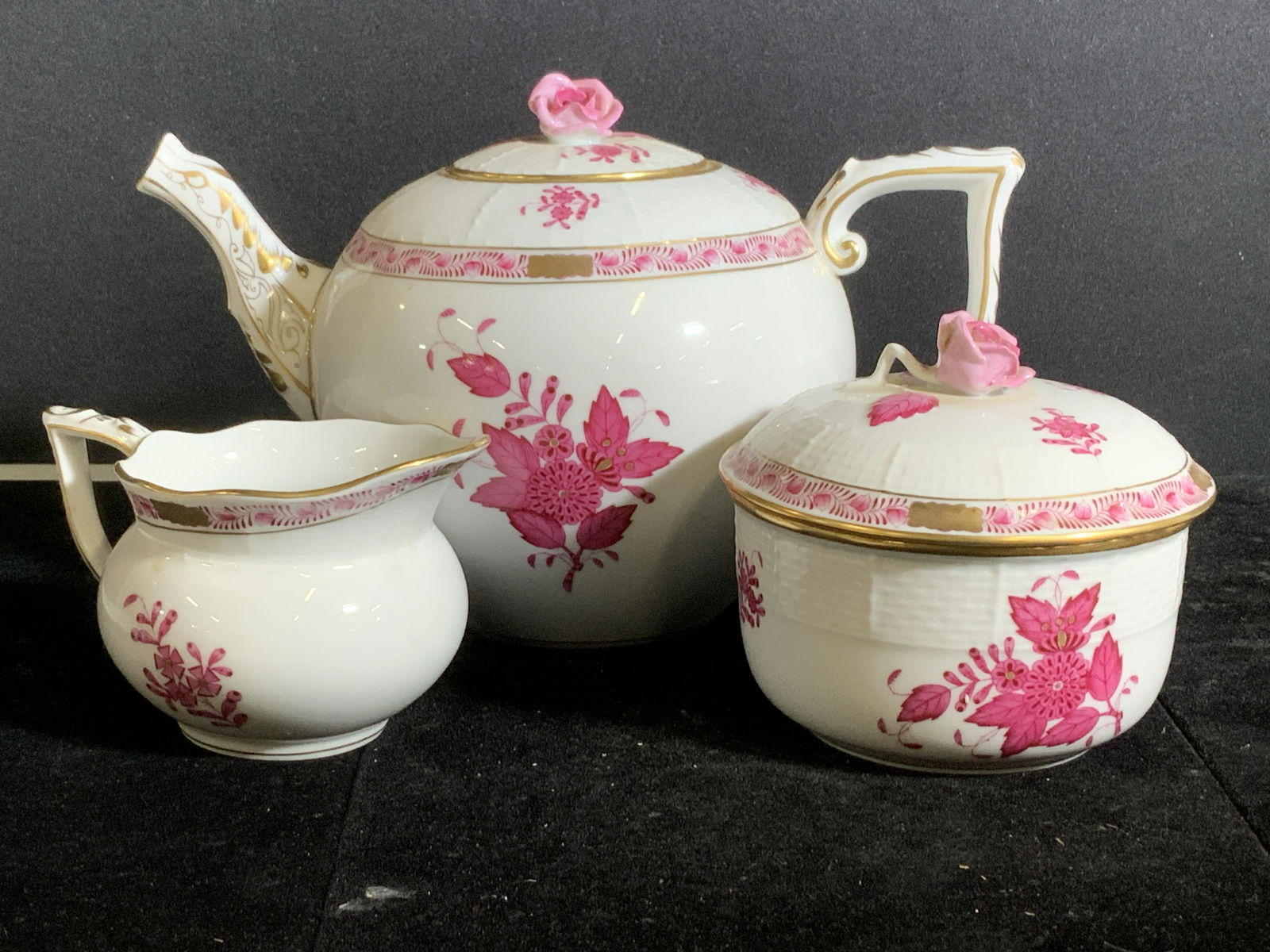 HEREND HUNGARY Chinese Bouquet 24 K Tea set, 3 (1 of 10)