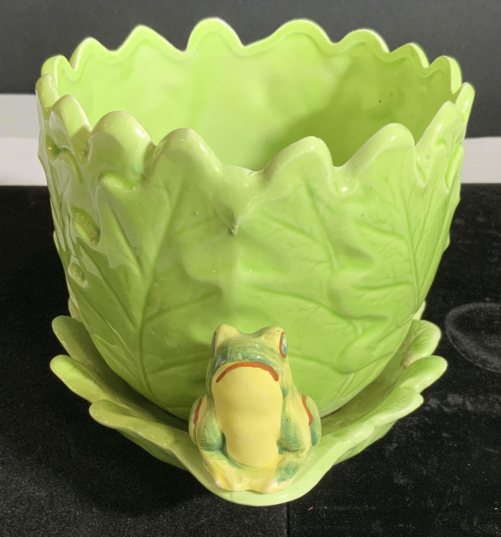 Glazed Cachepot With Frog Figurals (1 of 8)