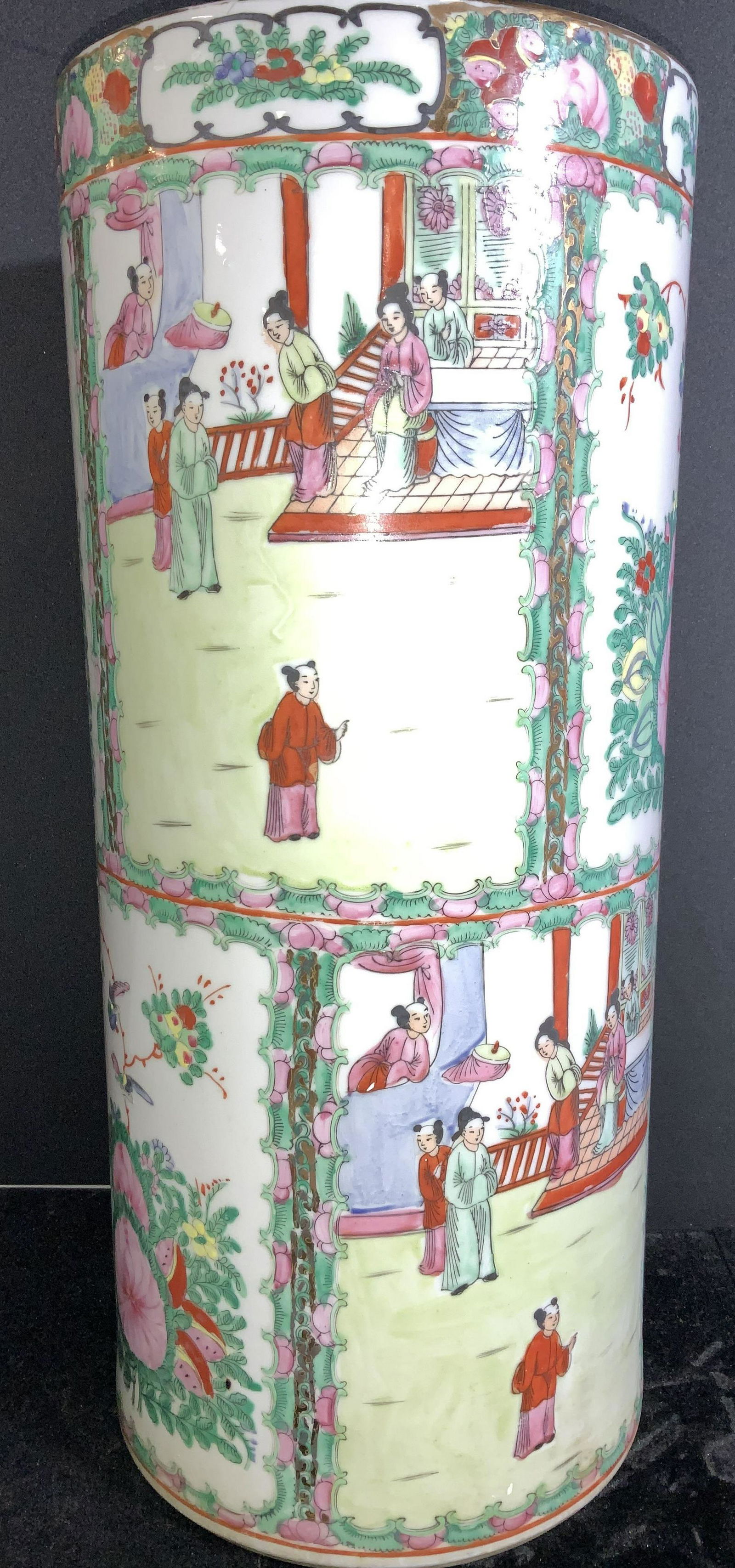 Signed Asian Porcelain Vintage Umbrella Stand (1 of 10)