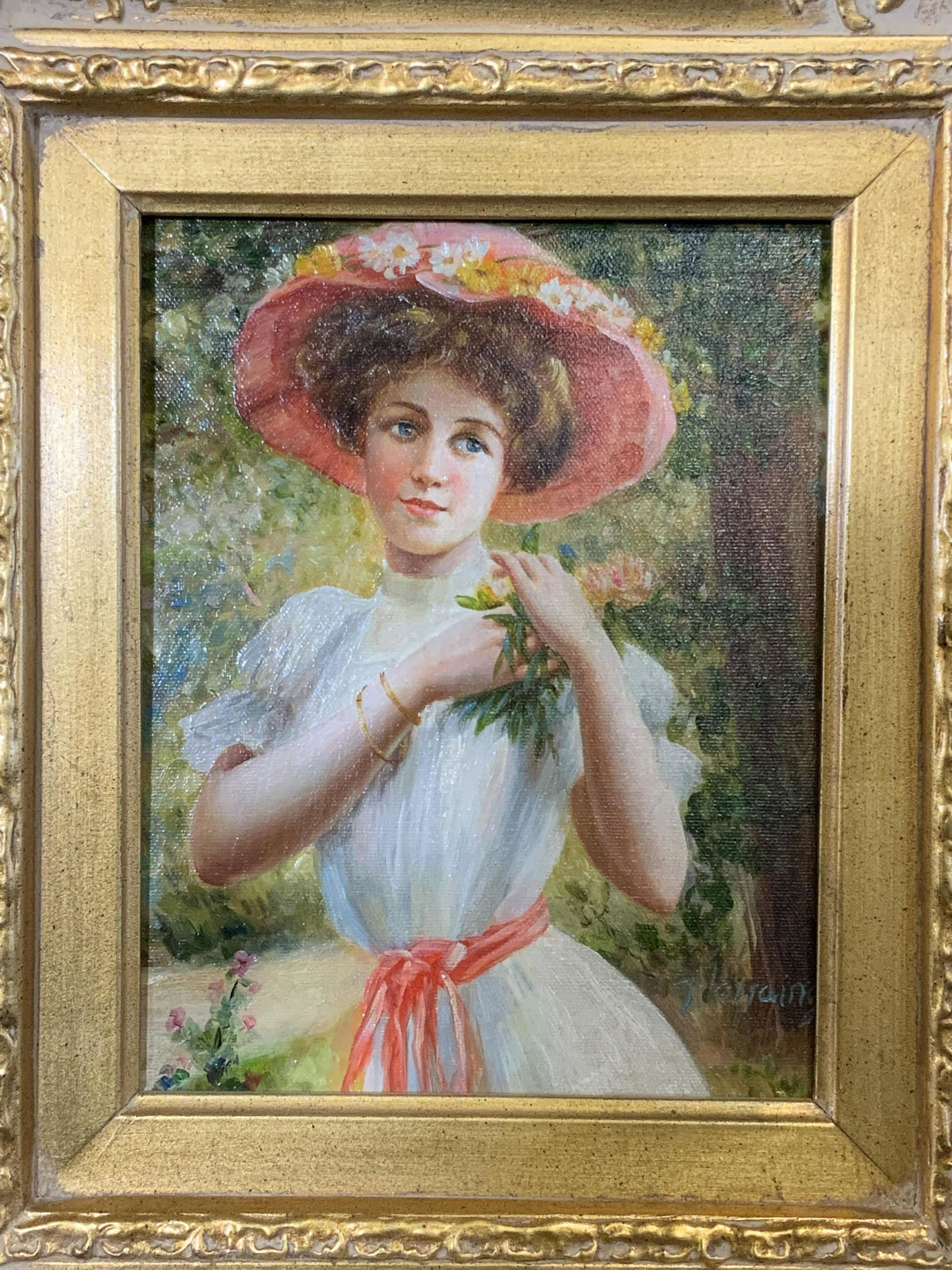 T.LORRAING Signed Oil Canvas Female Portraiture (1 of 11)