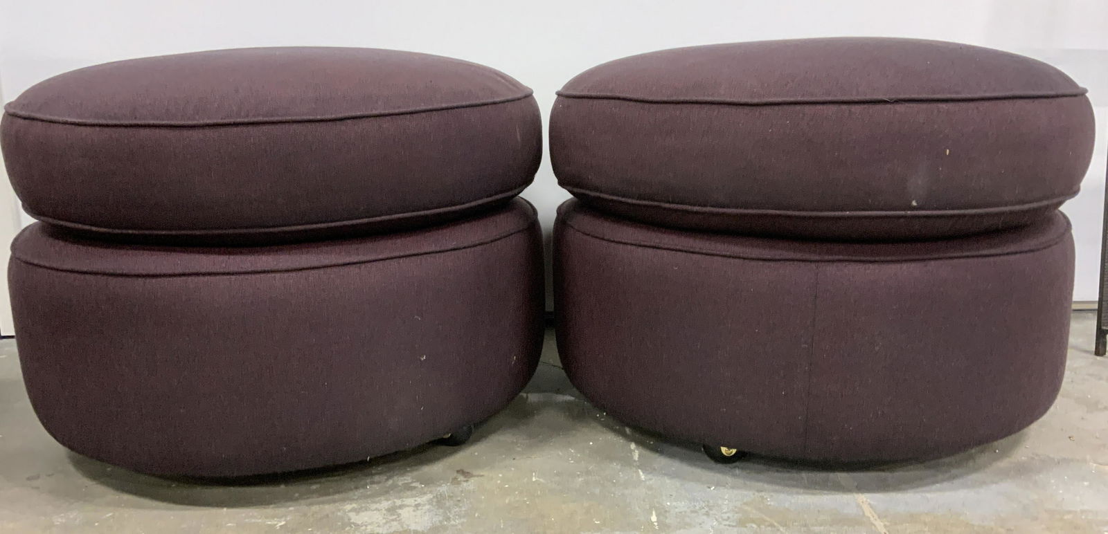 Pair Upholstered Ottomans on Casters (1 of 11)