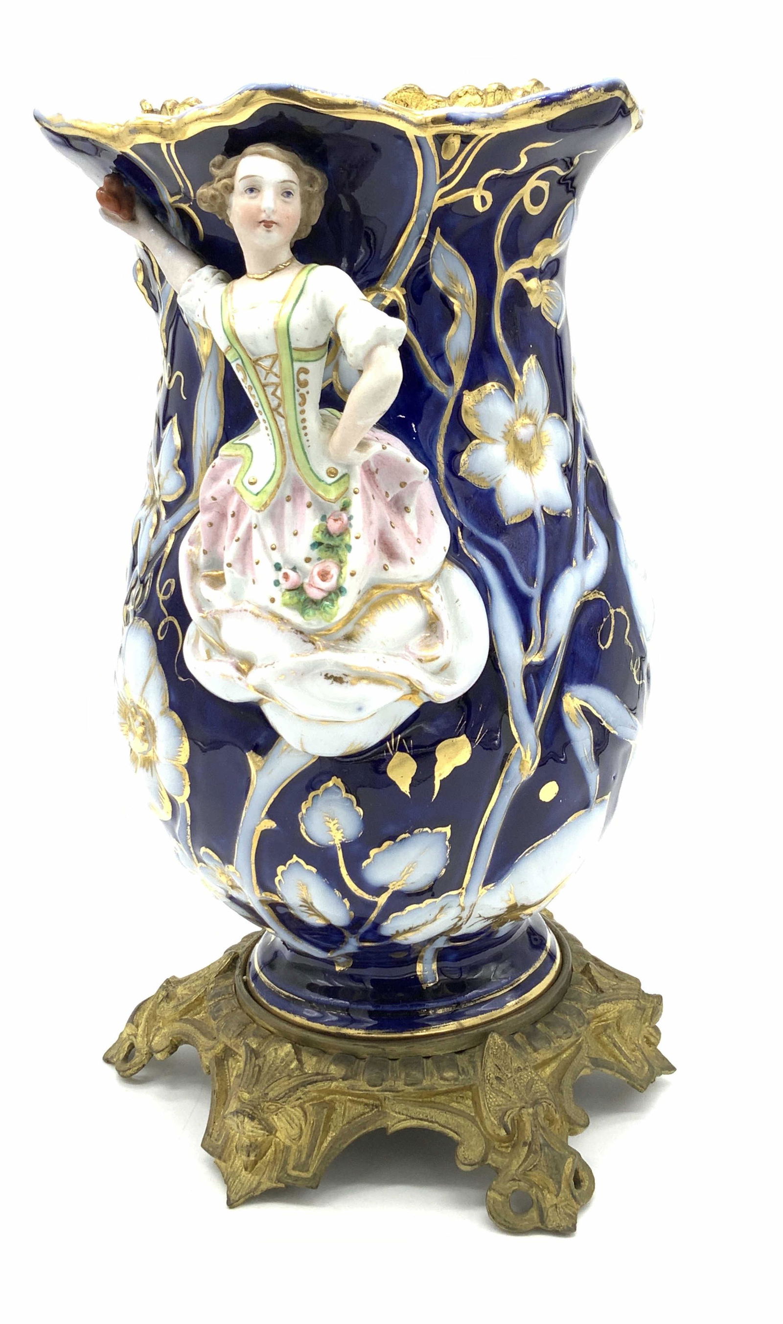 Luxe Vintage Gilt And Cobalt Porcelain Vessel (1 of 9)