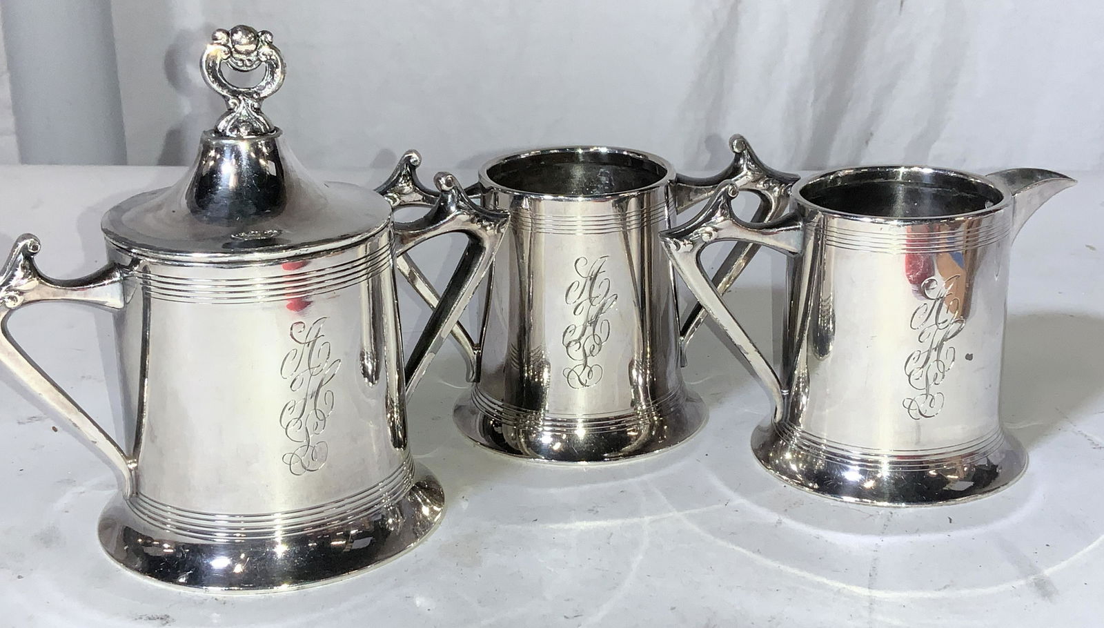 Sheffield S. Plated Set 3 Sugar Bowl Serverware (1 of 9)